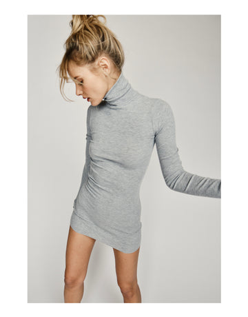 Long Sleeve Turtleneck Mini Dress Heather Grey