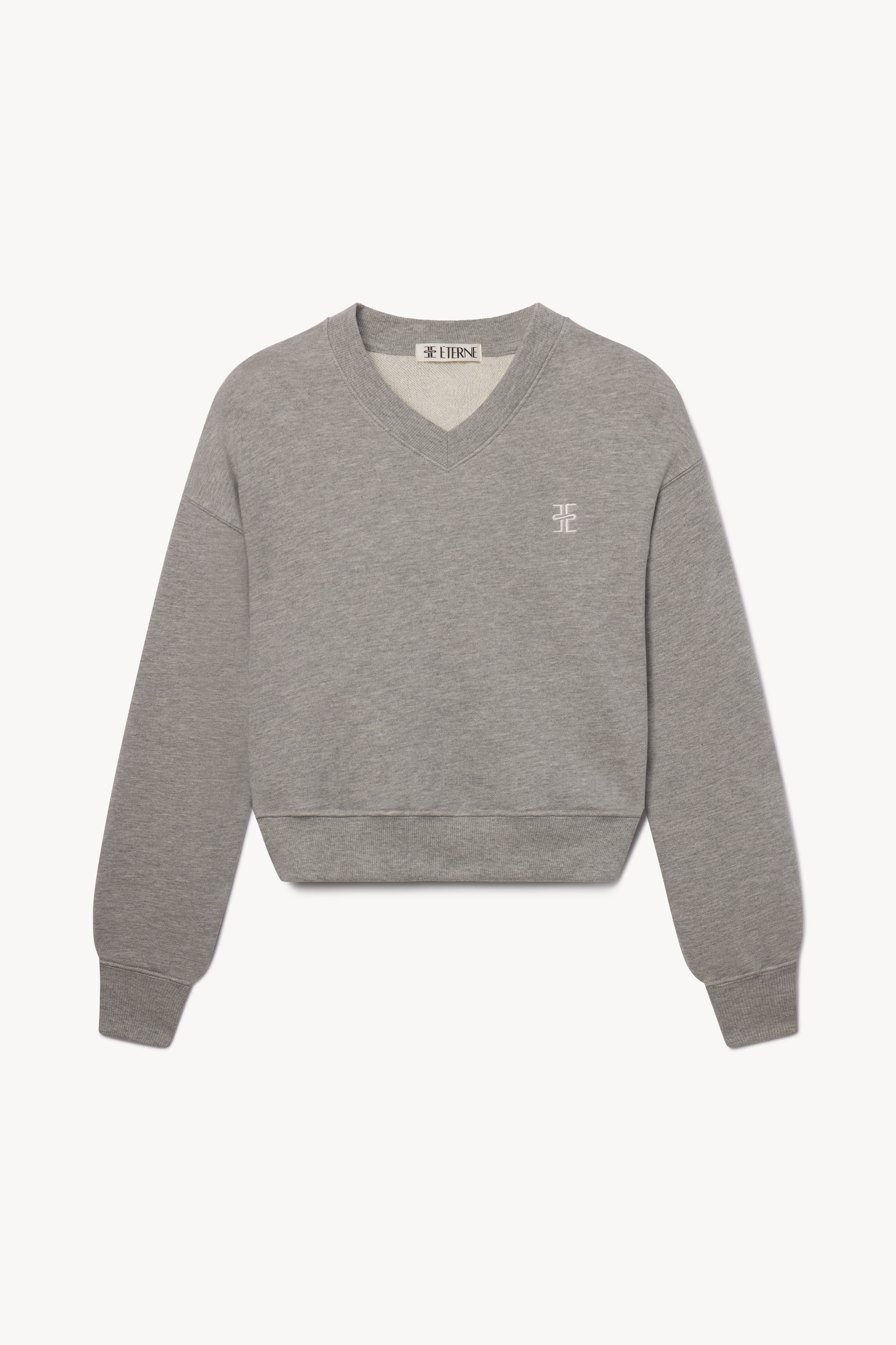 Cropped V-neck Sweatshirt | French Terry | Heather Grey