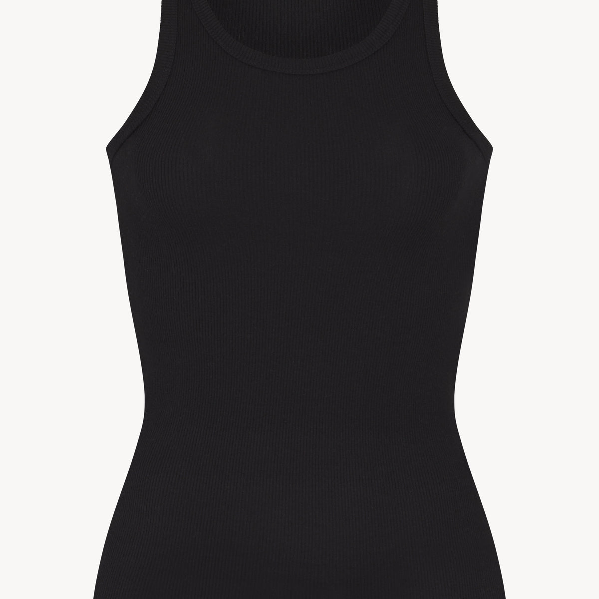High Neck Fitted Tank | Butter Rib | Black