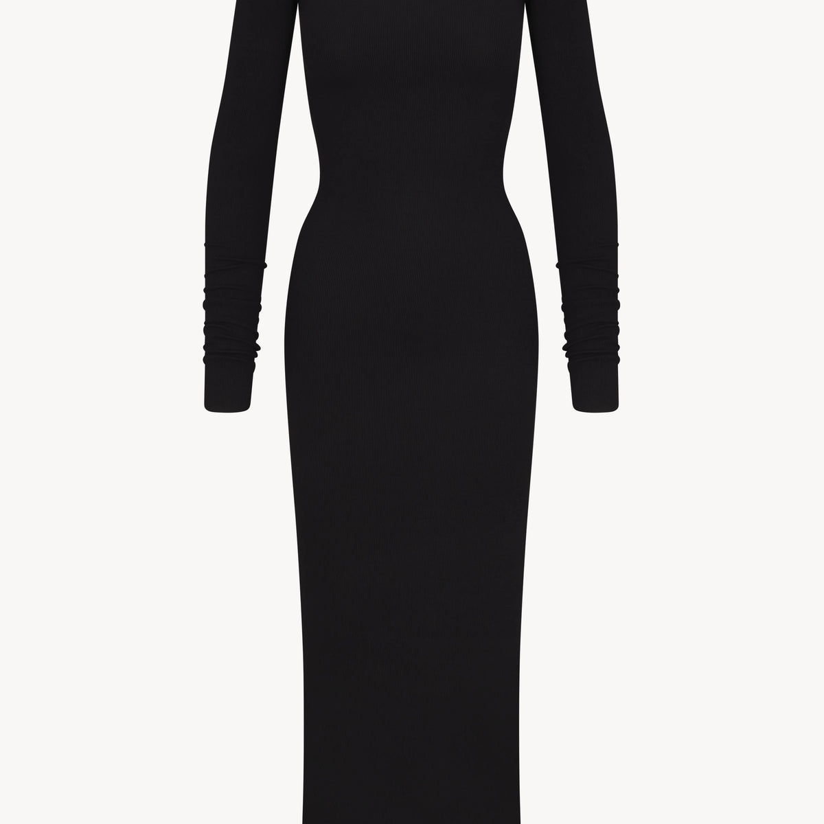 Eterne Long Sleeve Boatneck Maxi Dress in Black