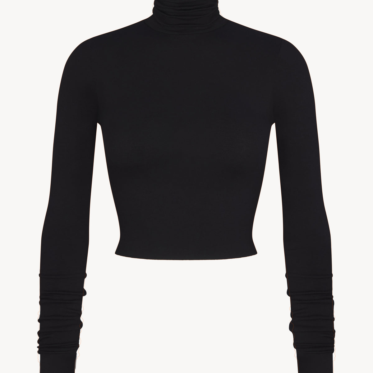 Solid Form-Fitting Turtleneck Top