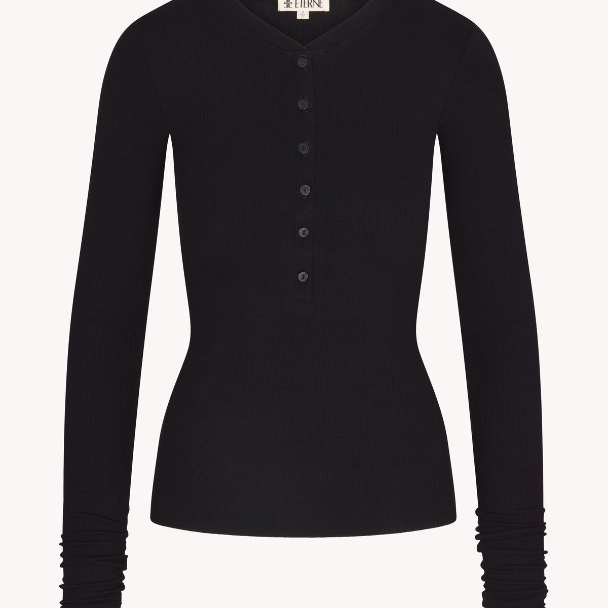 Long Sleeve Henley | Butter Rib | Black