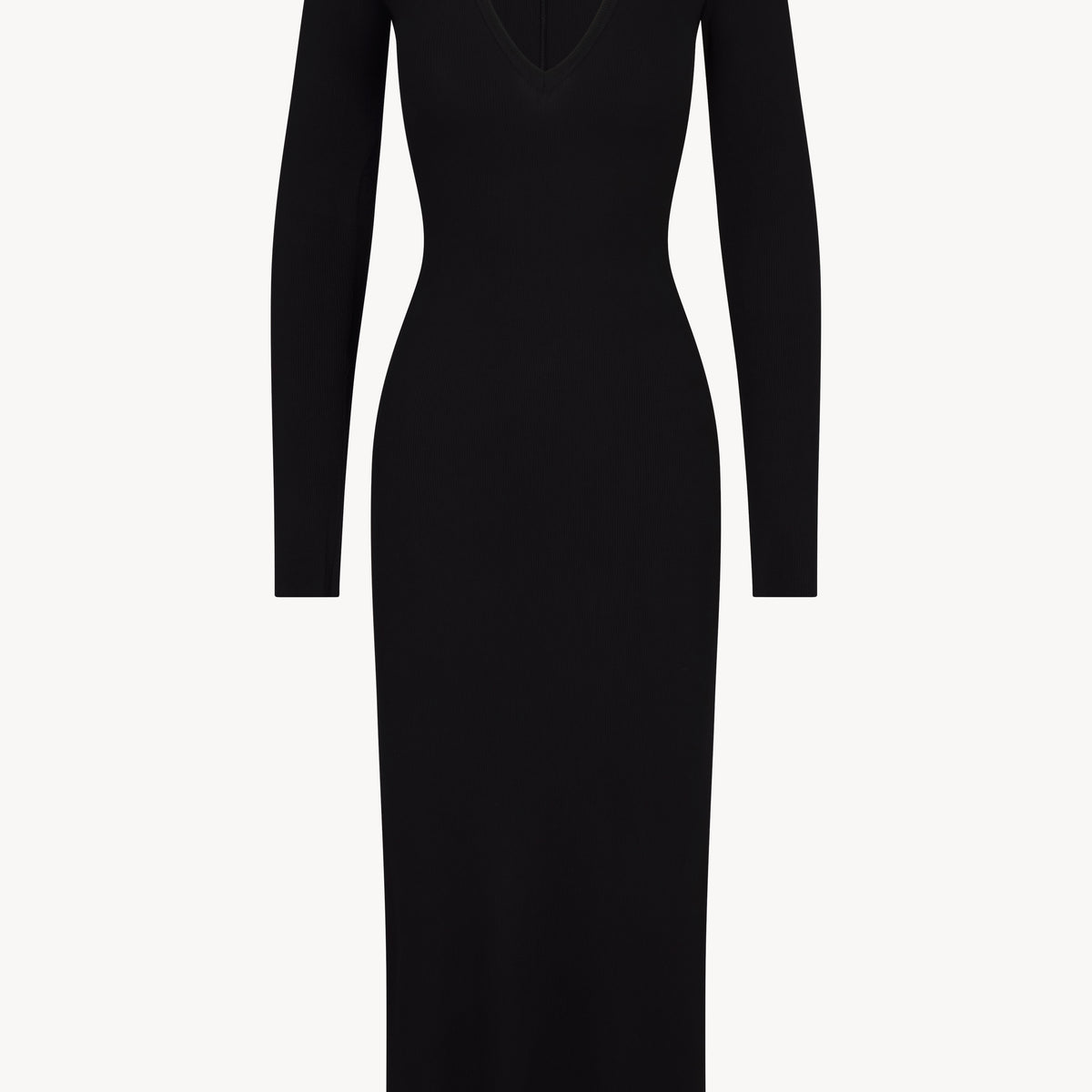 v neck rib knit dress Eterne Butter Midi in Black Pale Blush Stretch Satin Bridesmaid