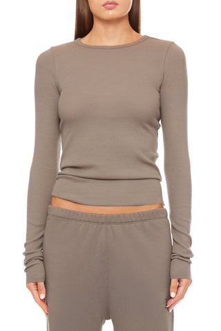 Long Sleeve Fitted Top Clay TOPS ÉTERNE 