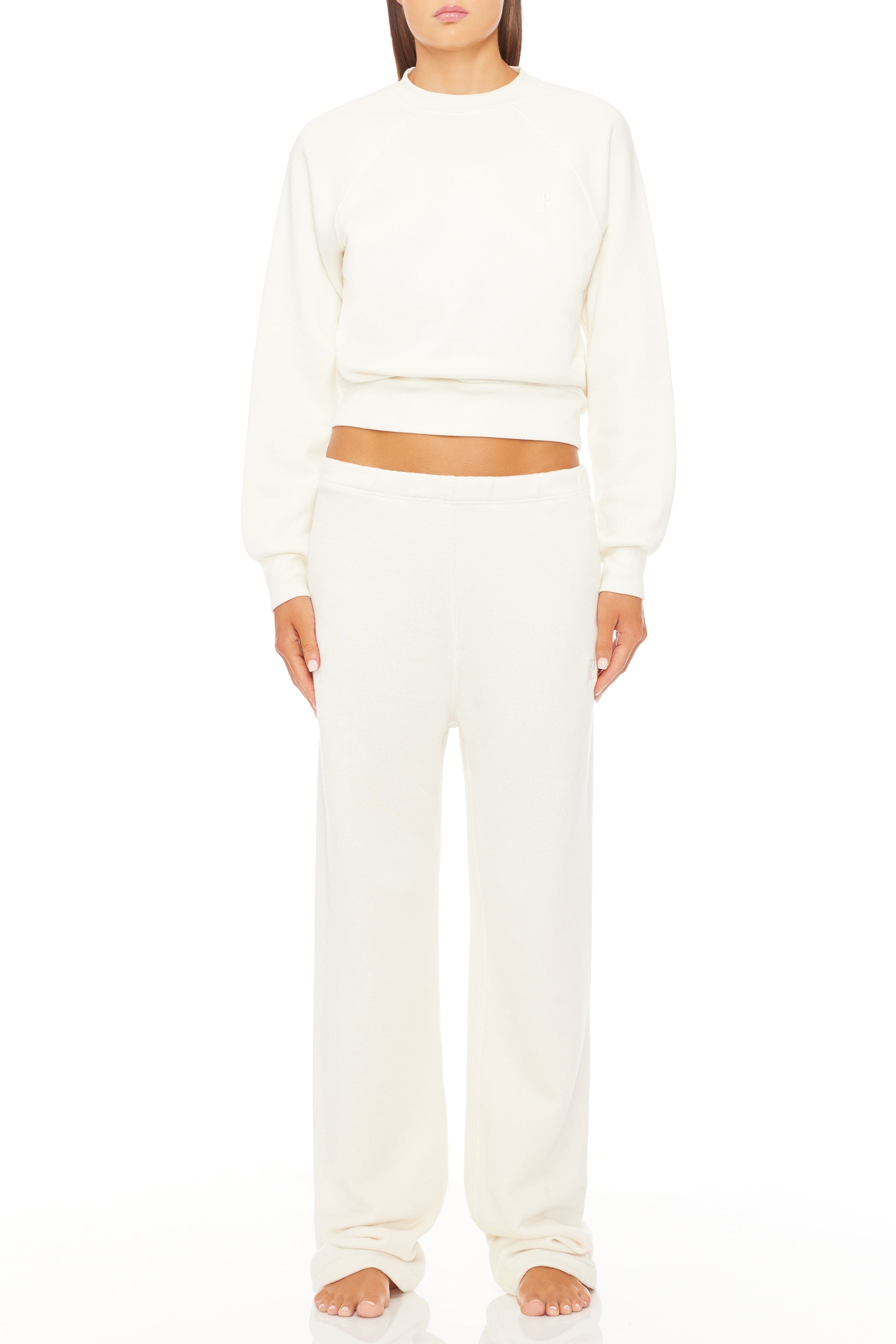 White Basic Wide Leg Sweatpants