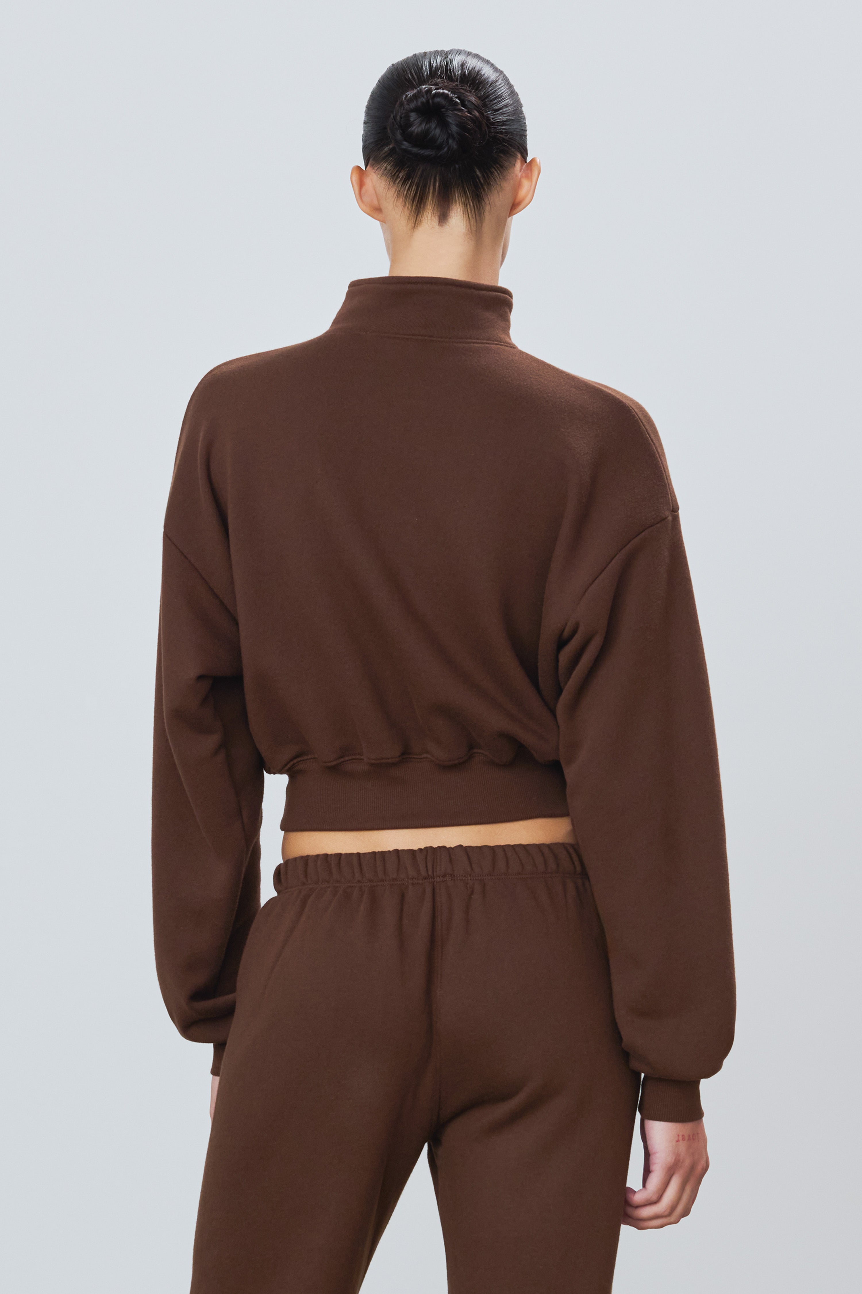 Cropped Half-Zip Sweatshirt Chocolate