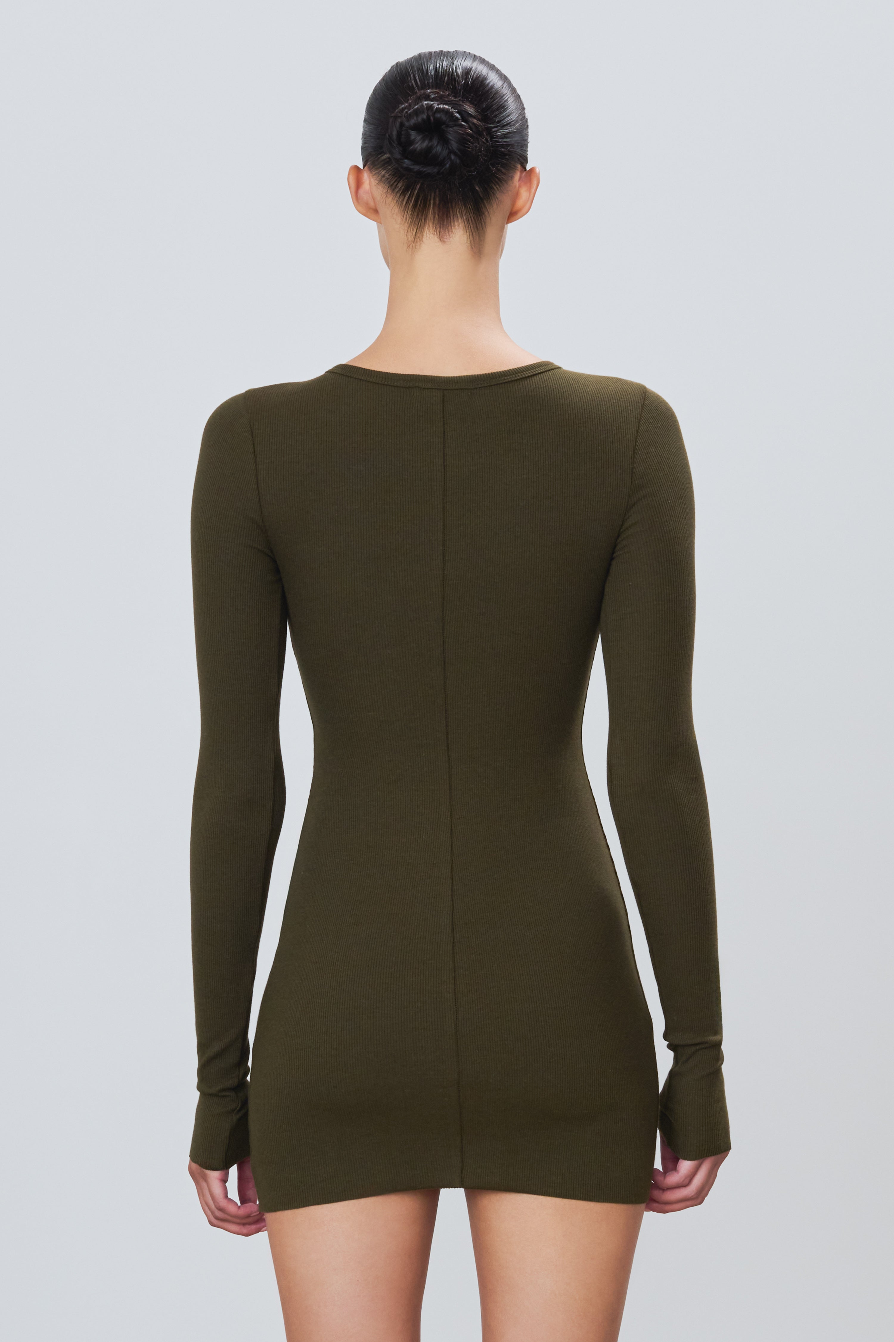 Long Sleeve Crewneck Mini Dress Moss