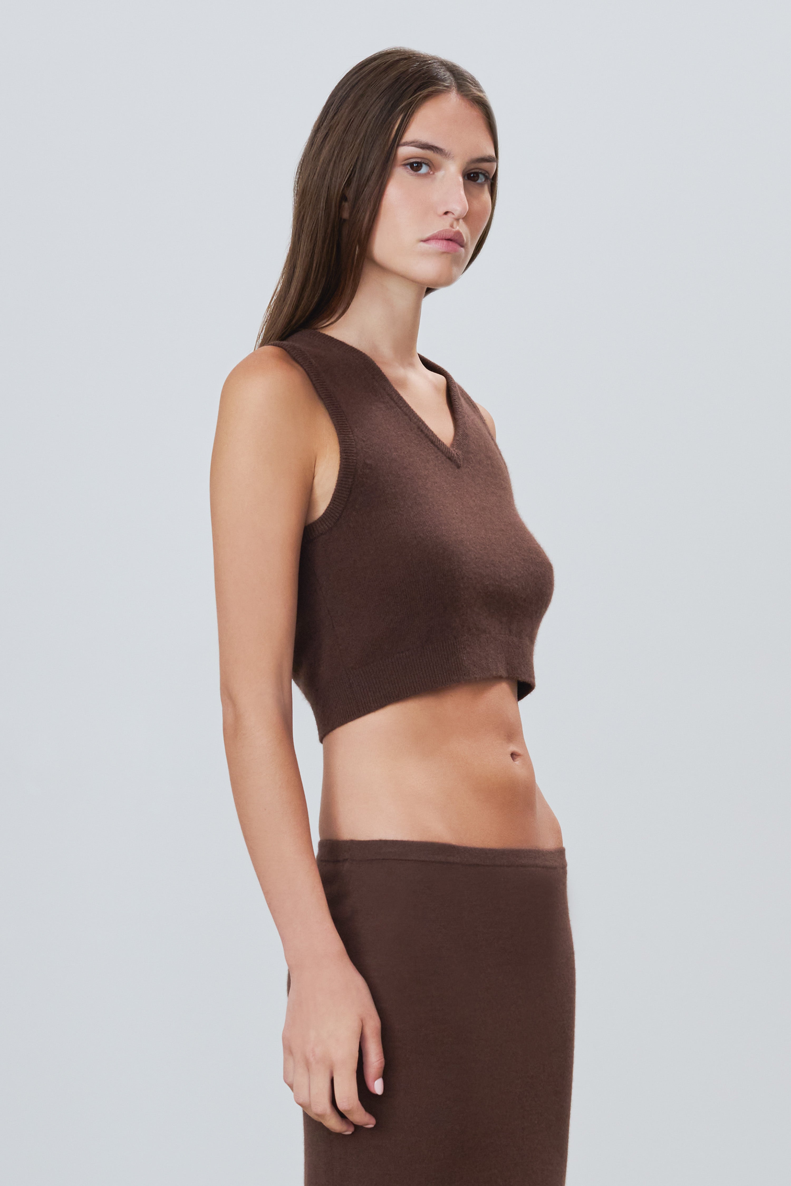 LENNY CASHMERE VEST CHOCOLATE