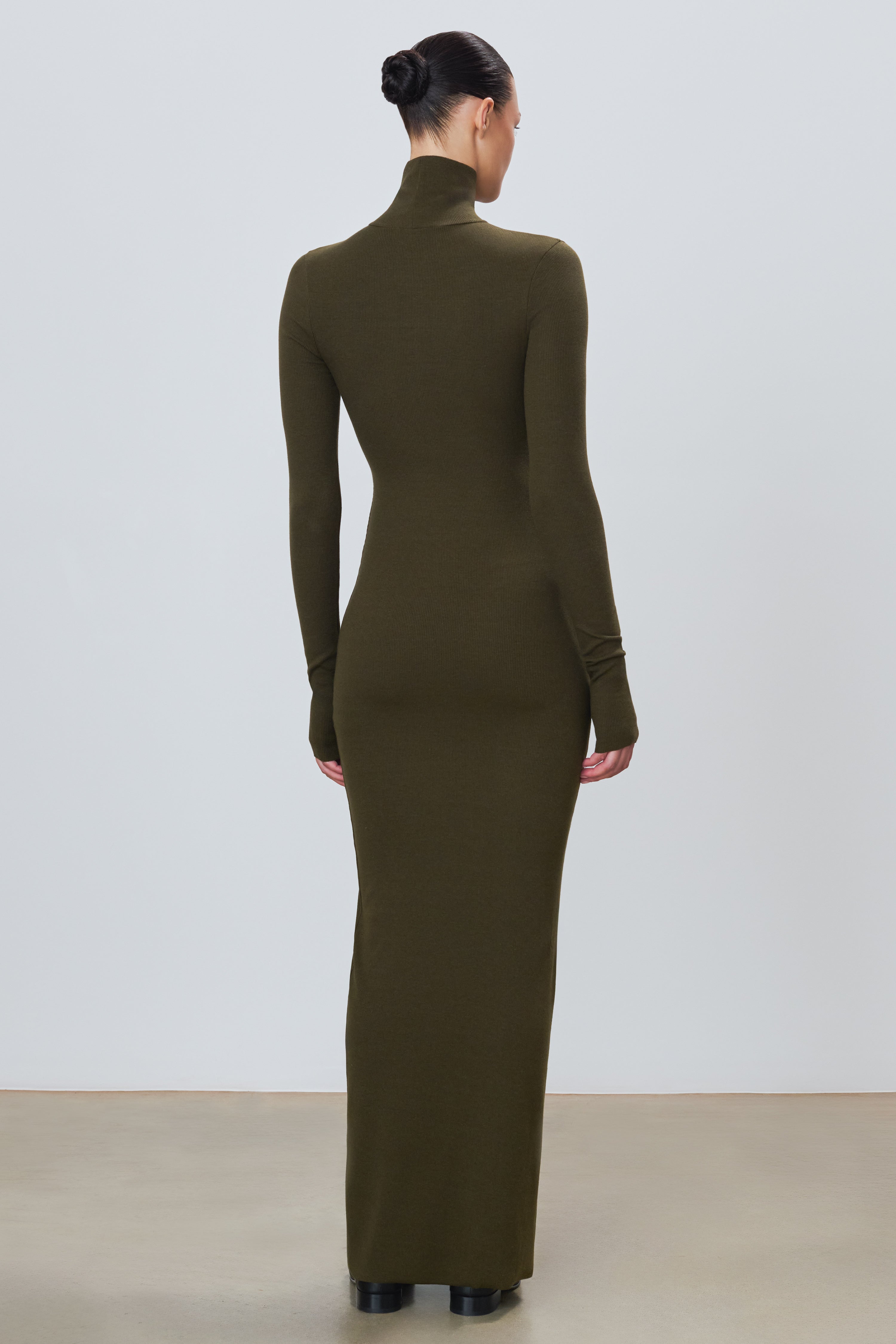 Long Sleeve Turtleneck Maxi Dress Moss