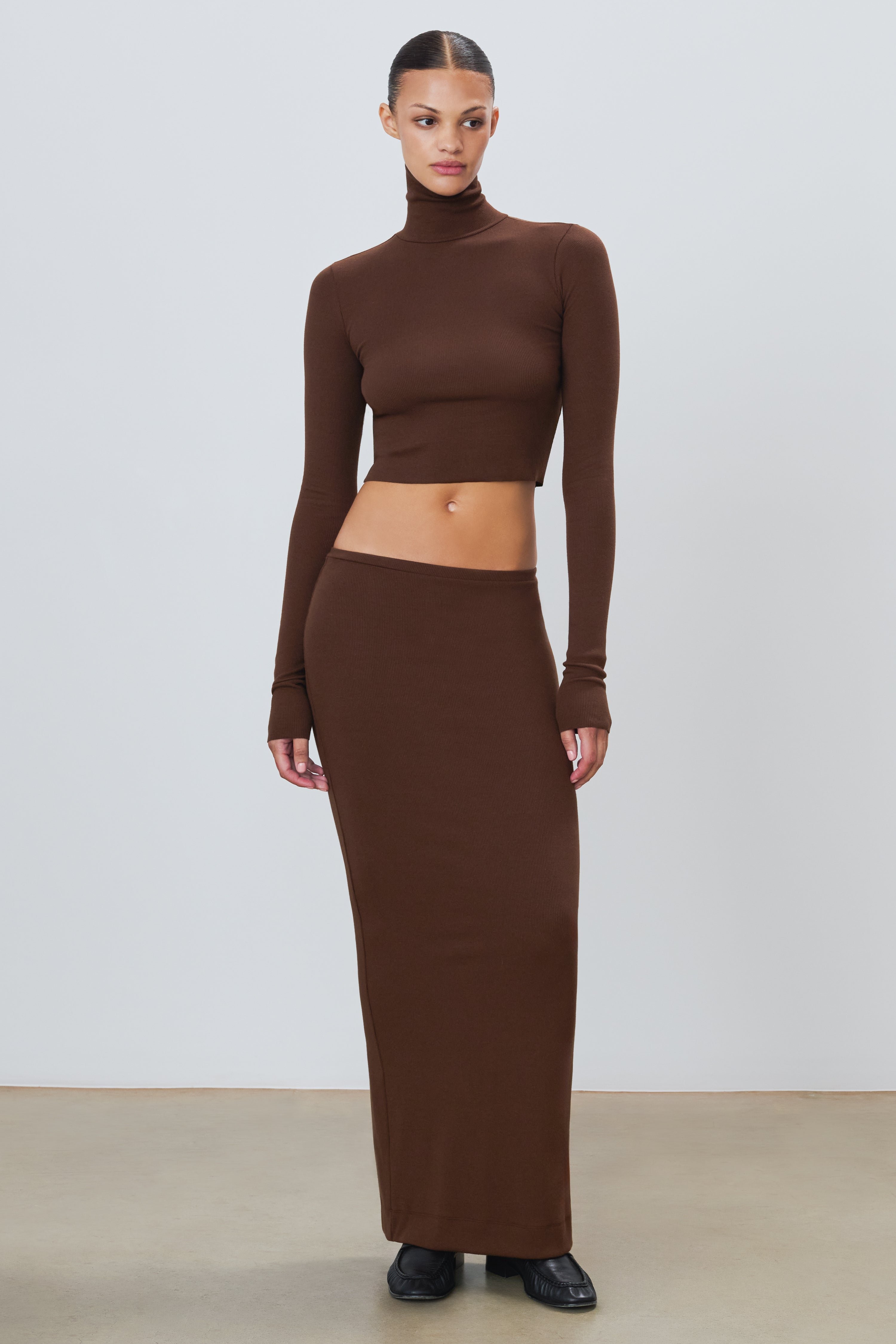 Emma Butter Rib Skirt Chocolate