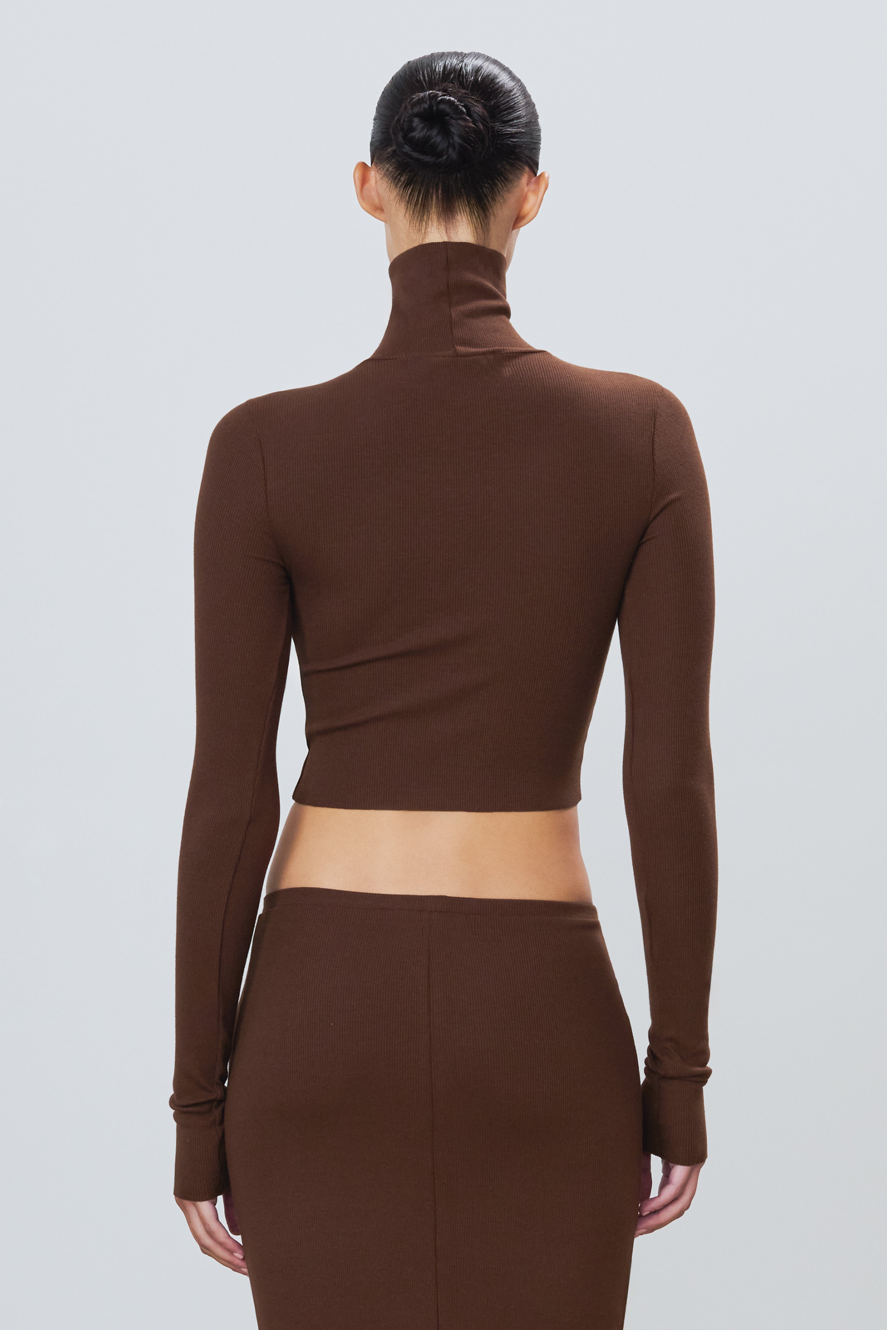 Cropped Fitted Turtleneck Top