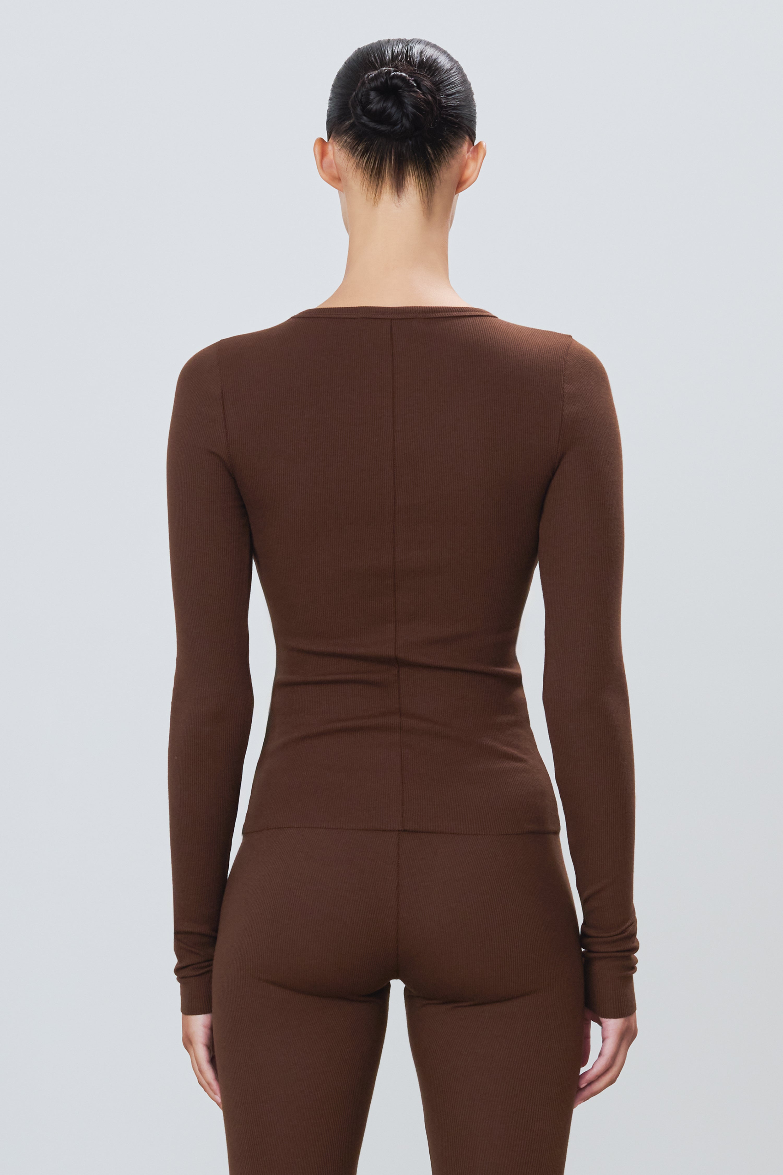 Long Sleeve Fitted Top Chocolate