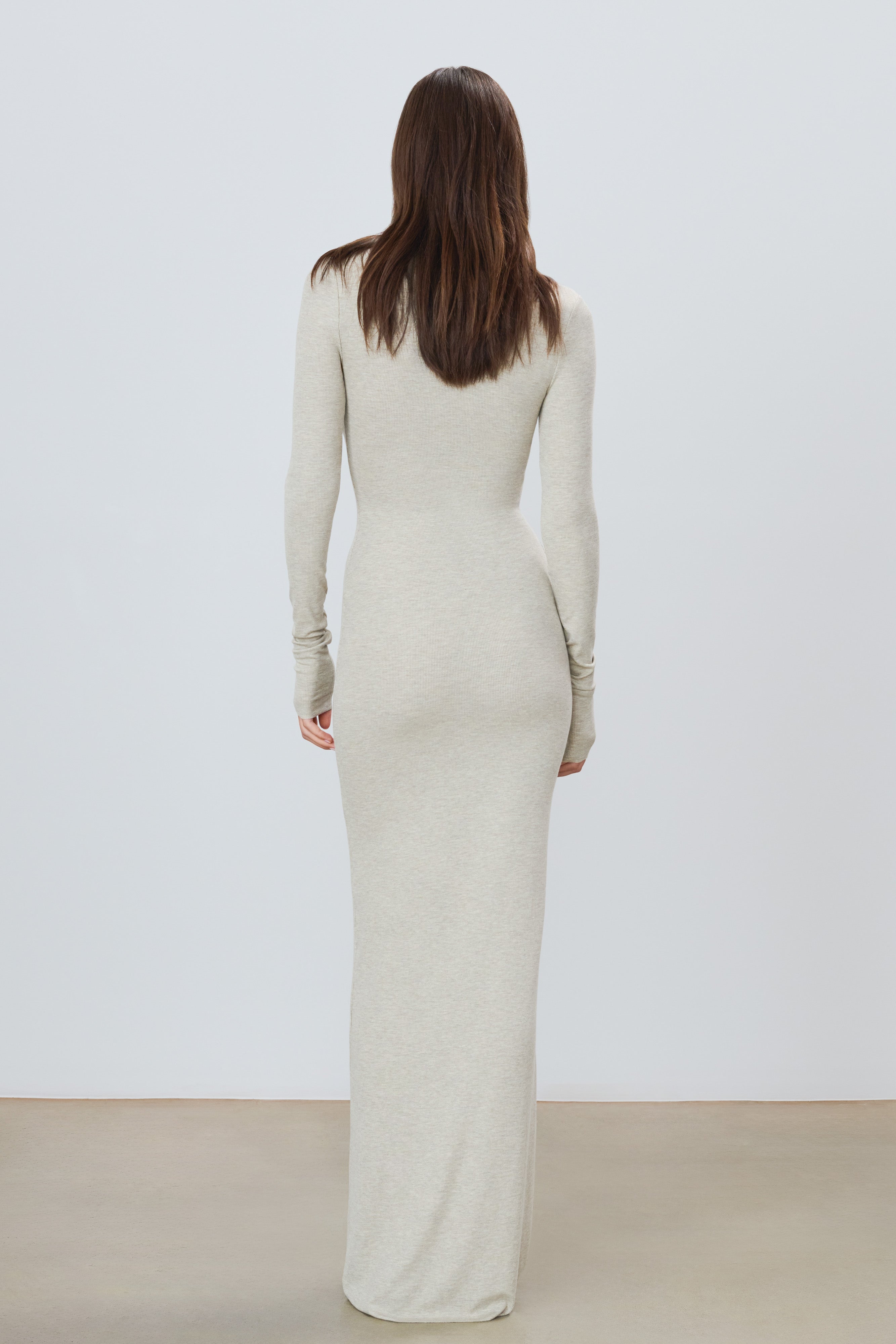 Long Sleeve Turtleneck Maxi Dress Heather Oatmeal