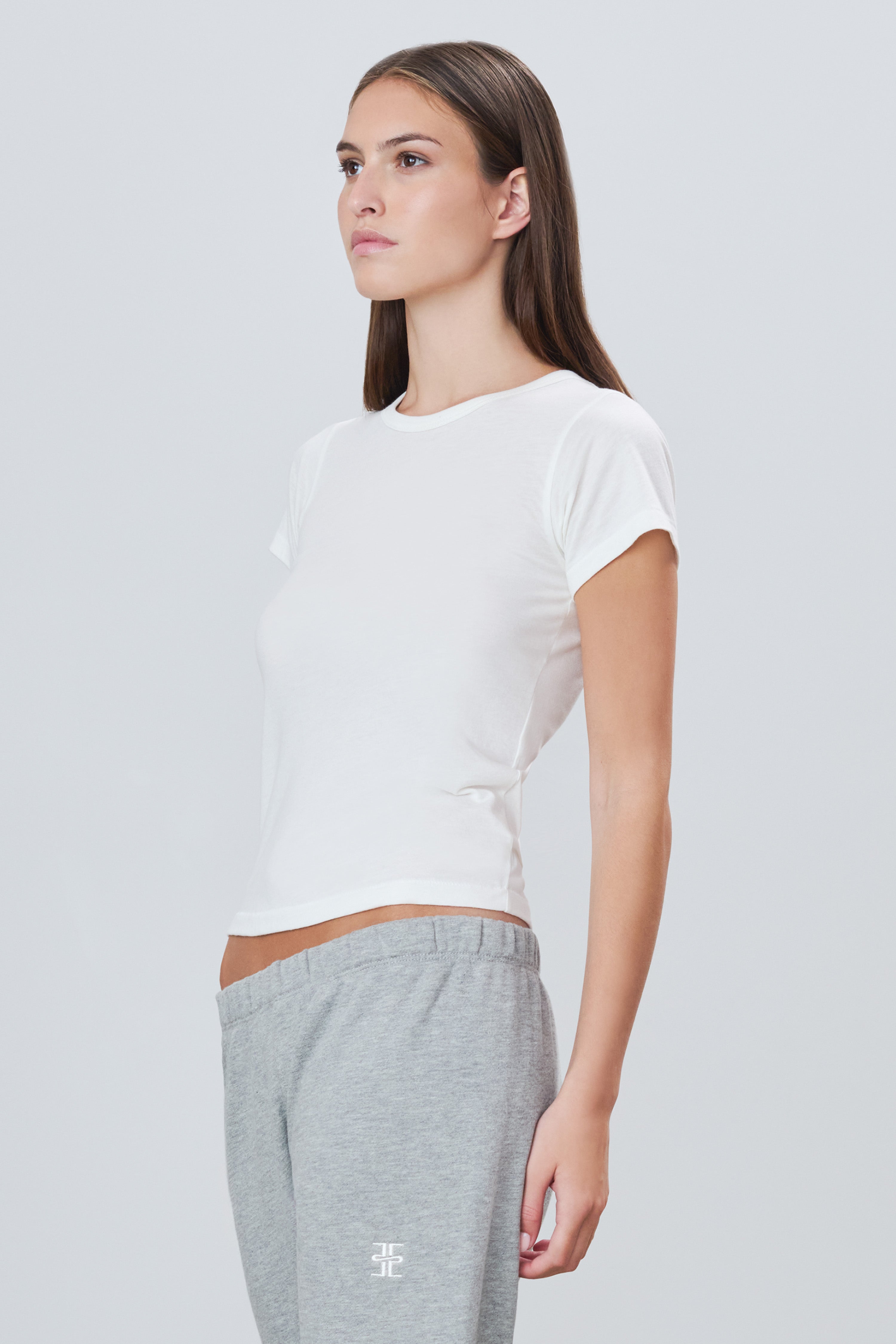 FITTED CREWNECK SHORT SLEEVE T-SHIRT IVORY