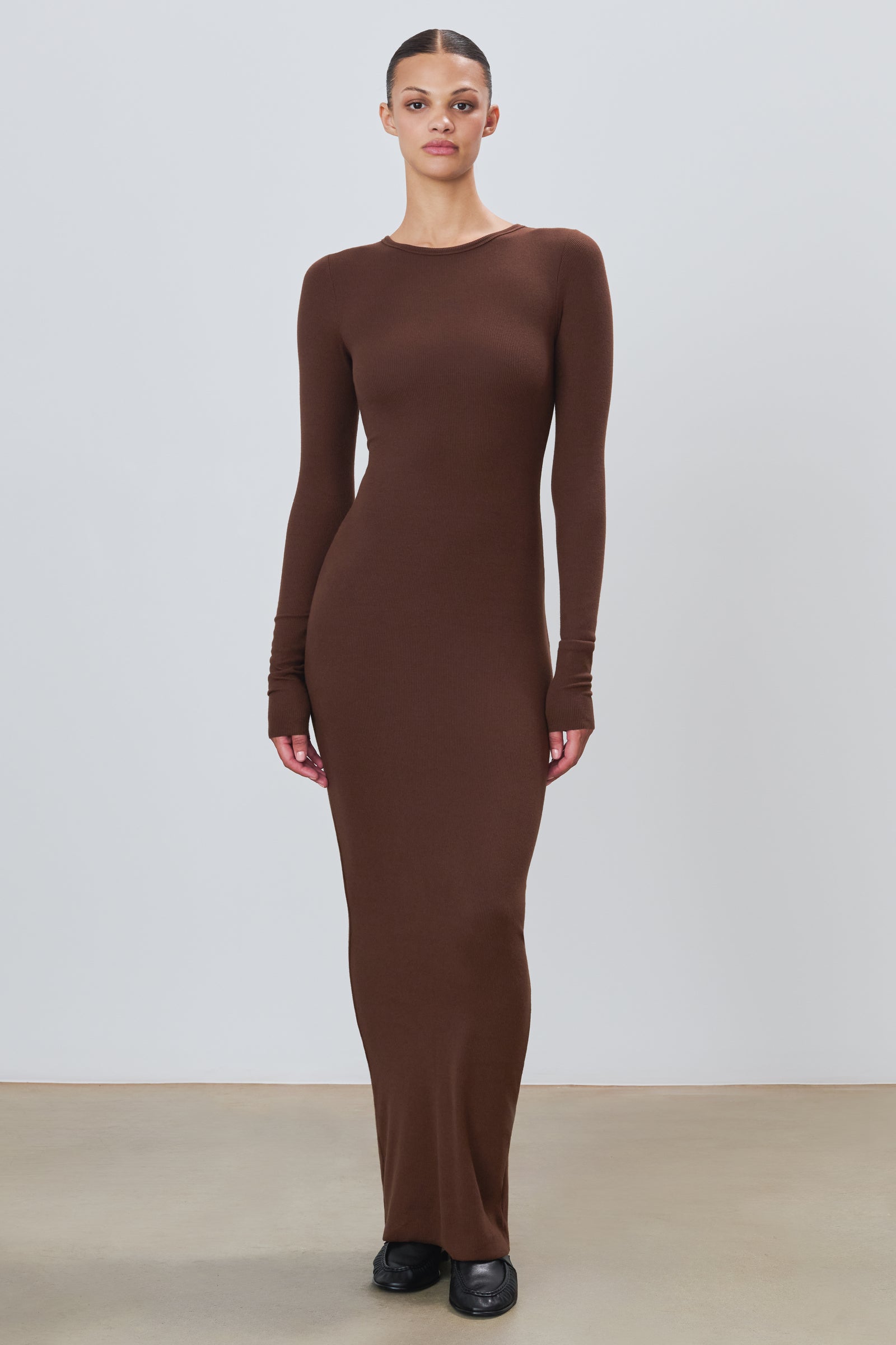 eterne long sleeve dress Long Sleeve Crewneck Maxi Dress | Butter Rib