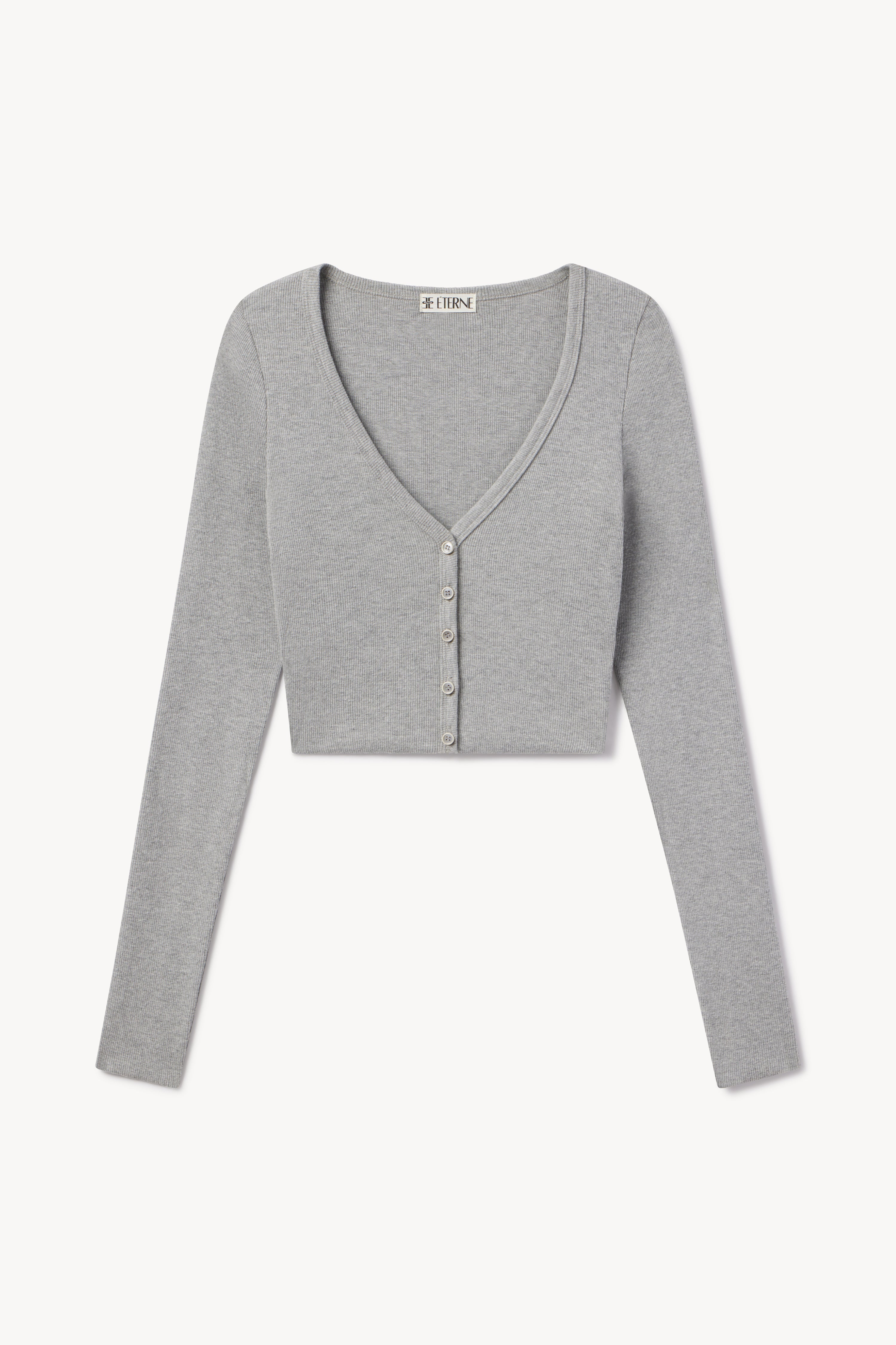 Cropped Cardigan | Butter Rib | Heather Grey