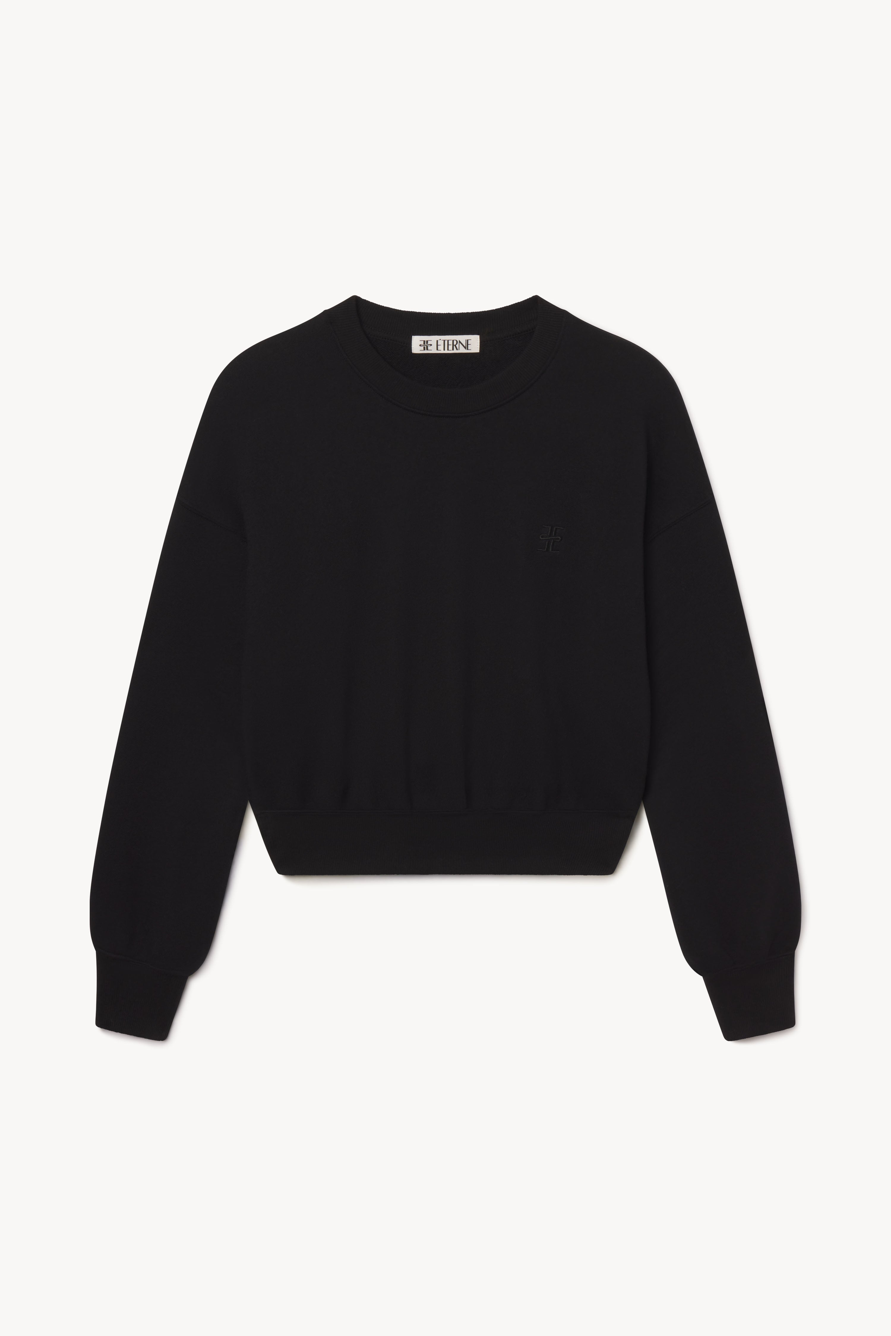 Cropped Crewneck Sweatshirt | French Terry | Black