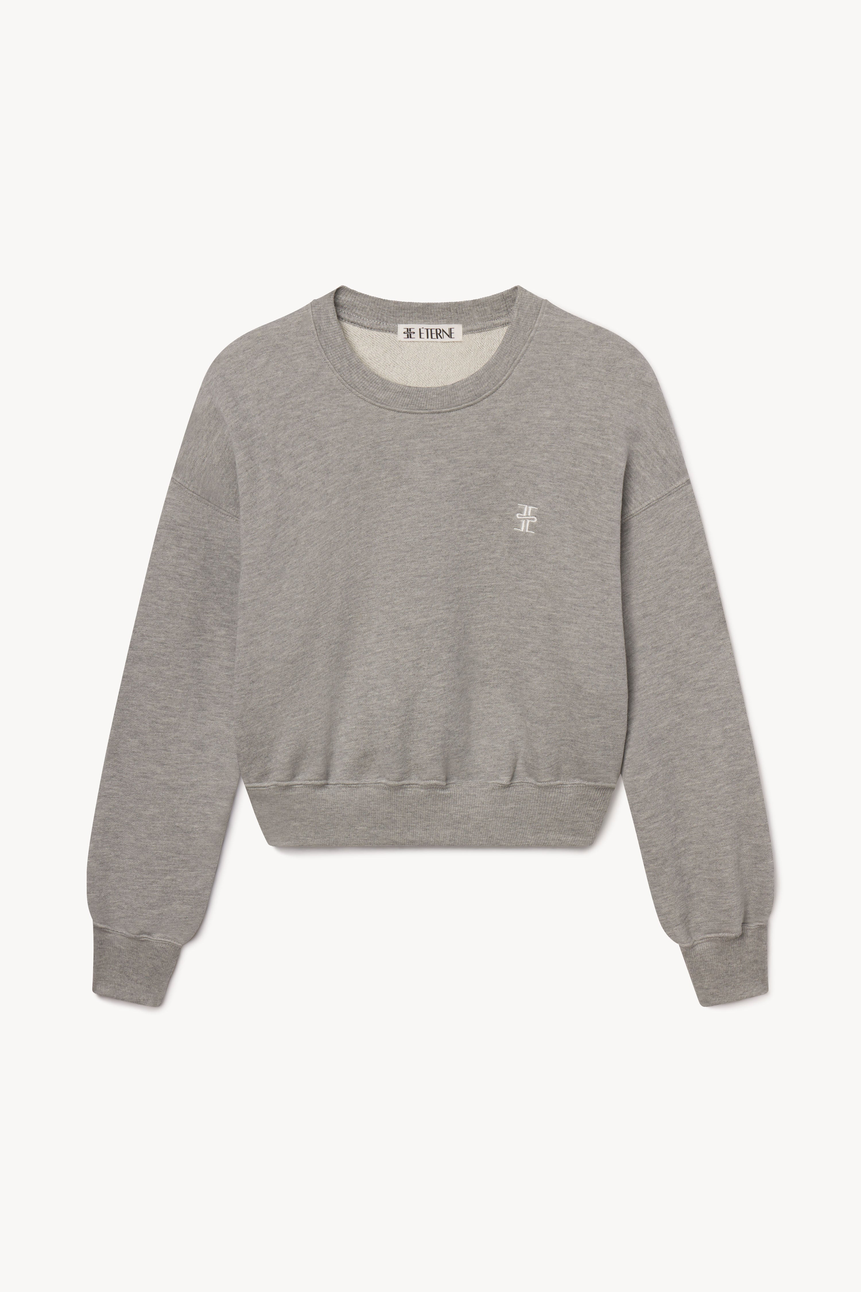 トレーナー+スウェット Y's - Y's SOFT FRENCH TERRY CROPPED SWEATSHIRT Cropped Crewneck Sweatshirt | French Terry | Heather Grey