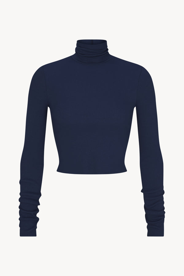 Cropped Fitted Turtleneck Top – ÉTERNE