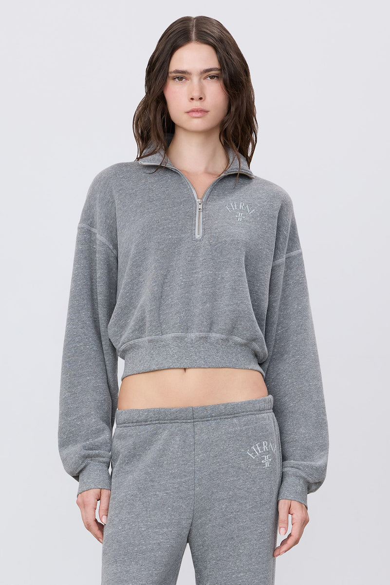 CROPPED HALF-ZIP SWEATSHIRT