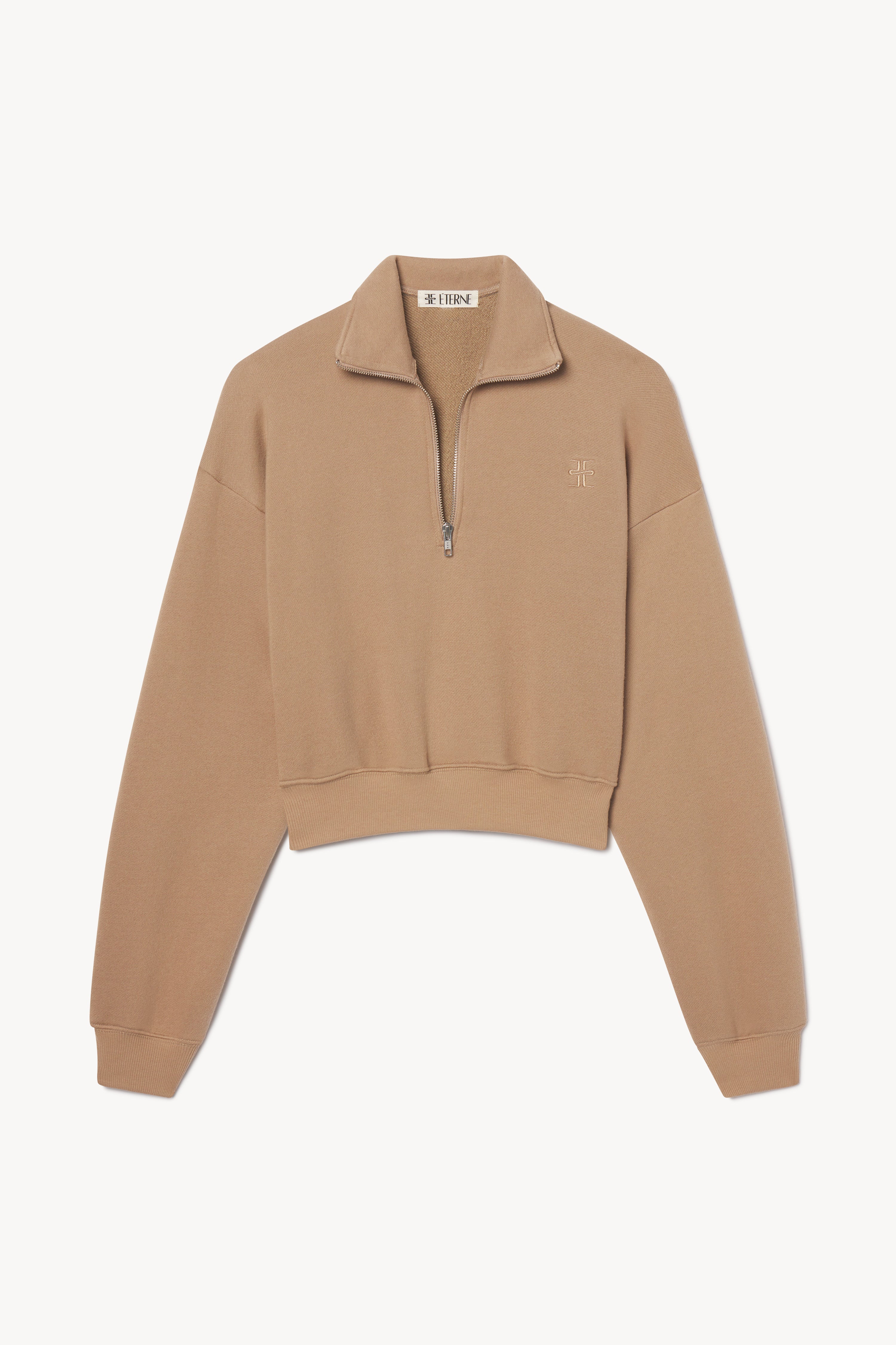 Cropped Half-zip Sweatshirt | French Terry | Taupe
