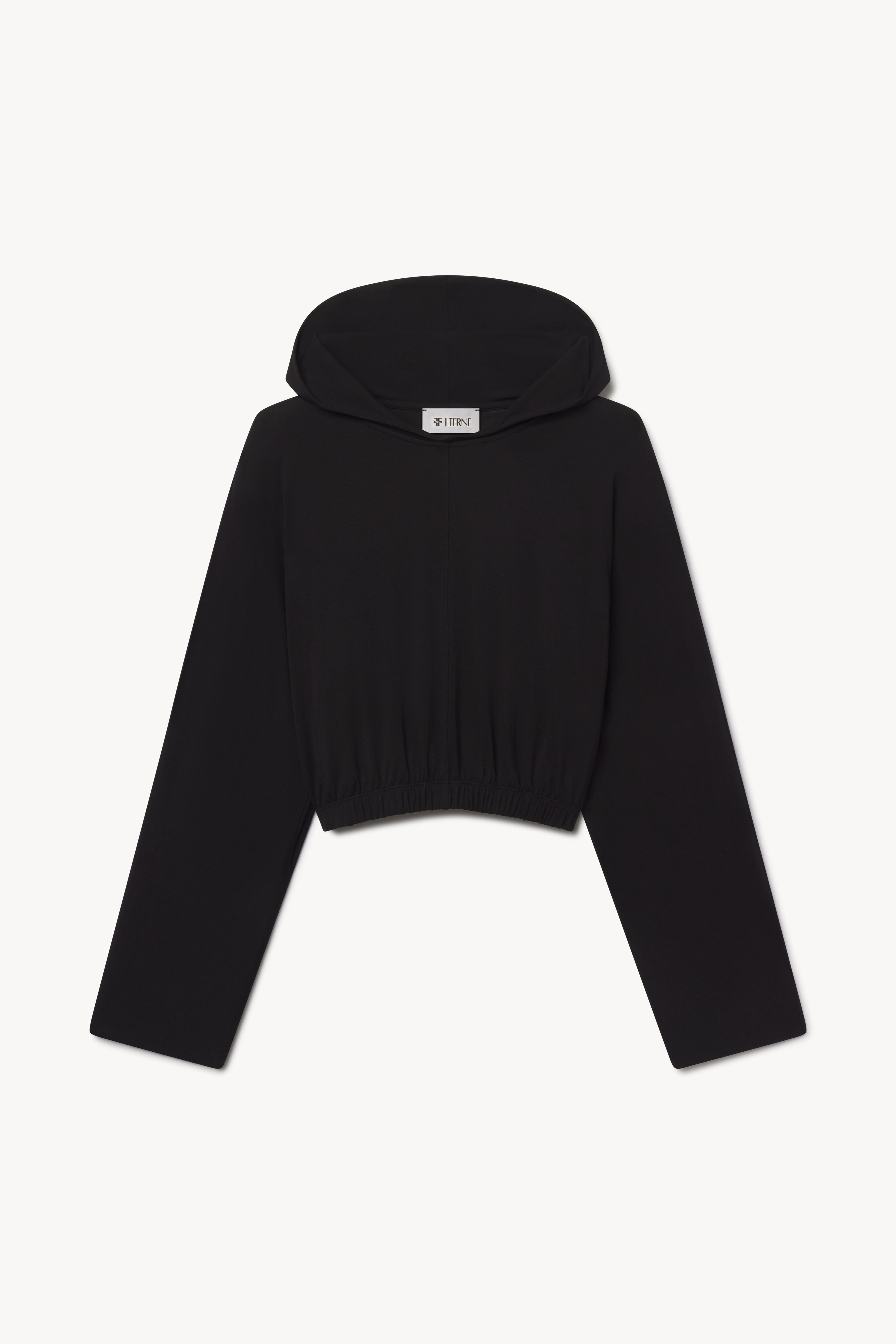 Cropped Hooded Top | Soft Jersey | Black