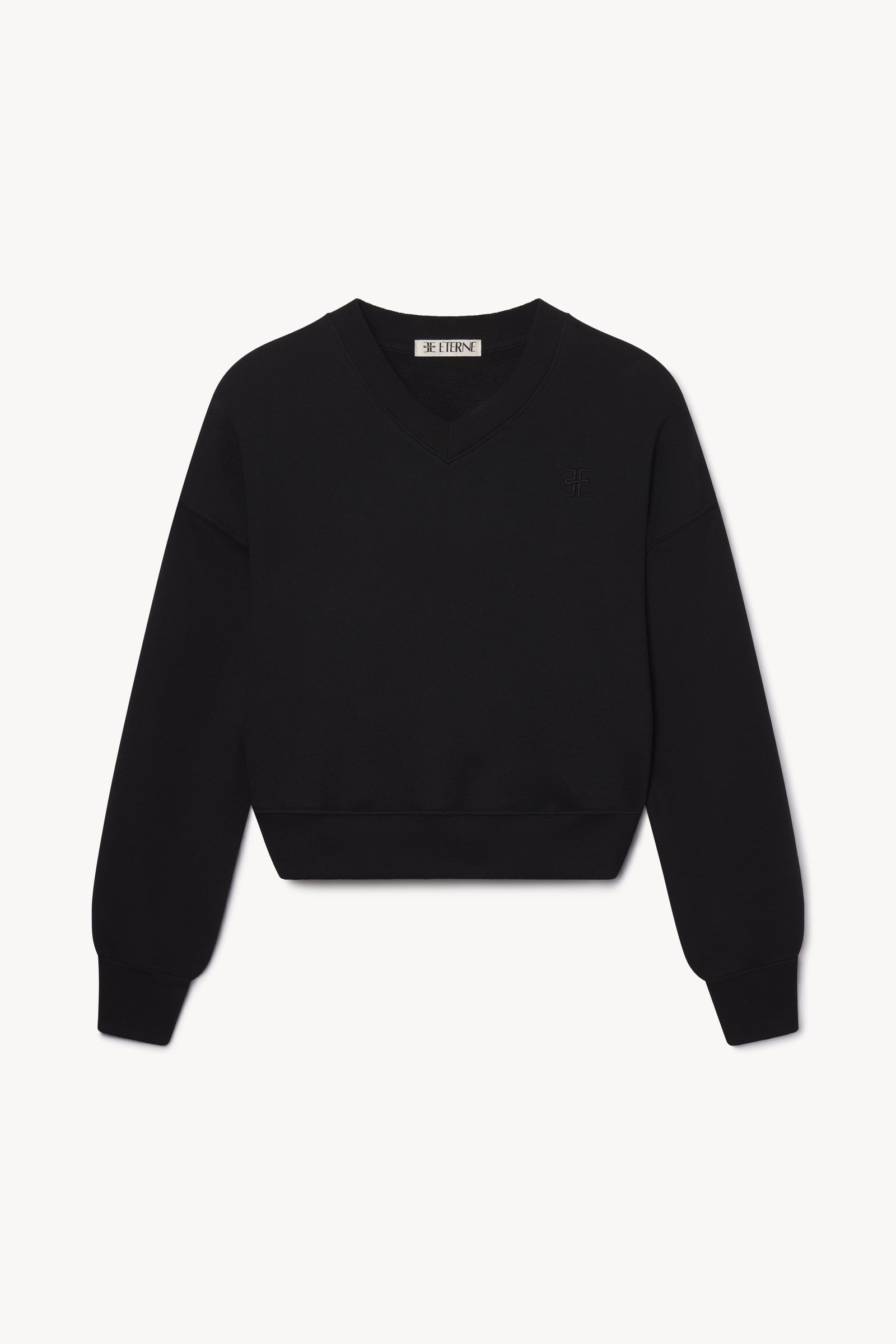 CROPPED V-NECK SWEATSHIRT
