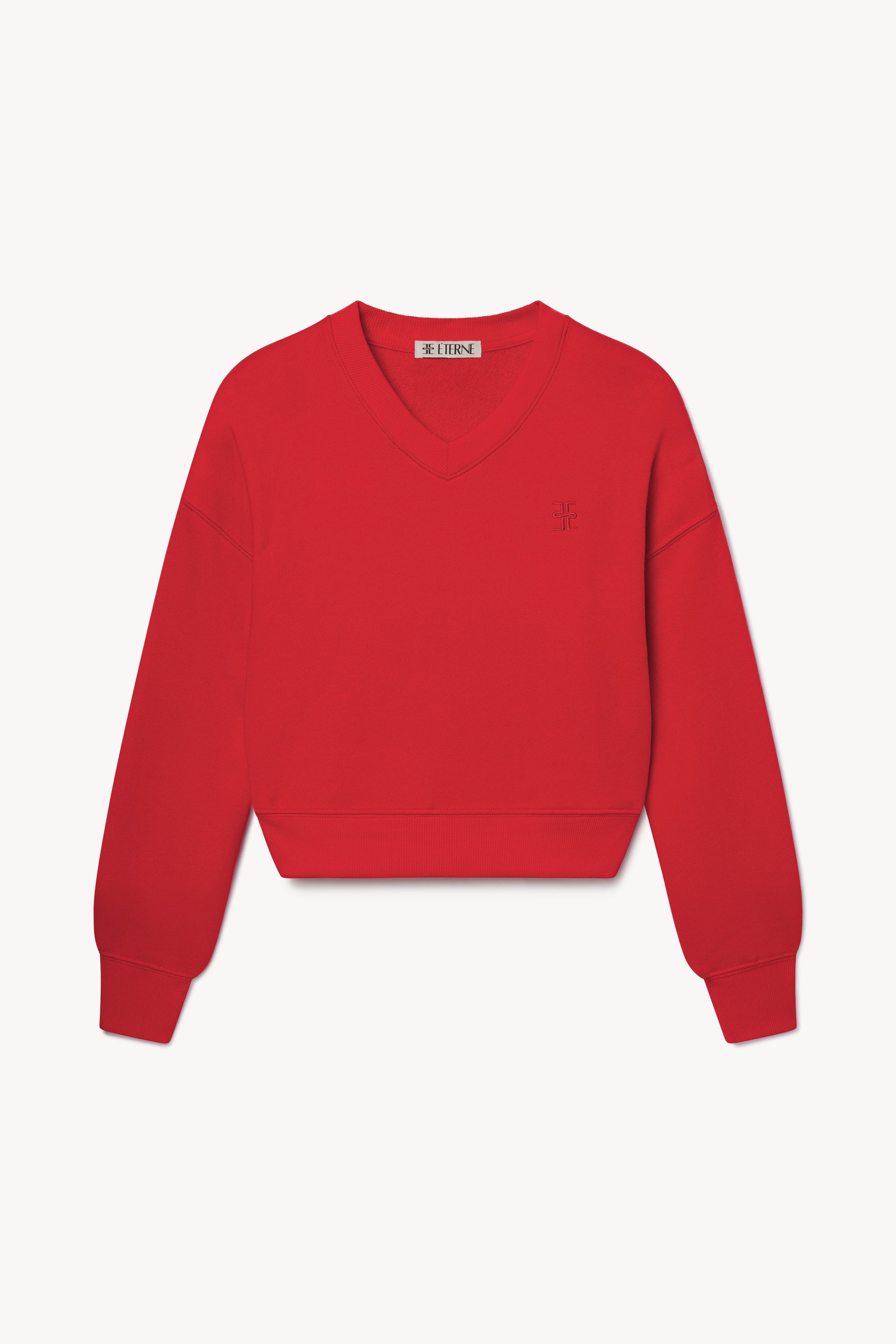 CROPPED V-NECK SWEATSHIRT