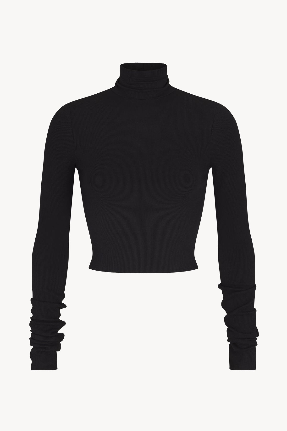 Cropped Fitted Turtleneck Top Black – ÉTERNE