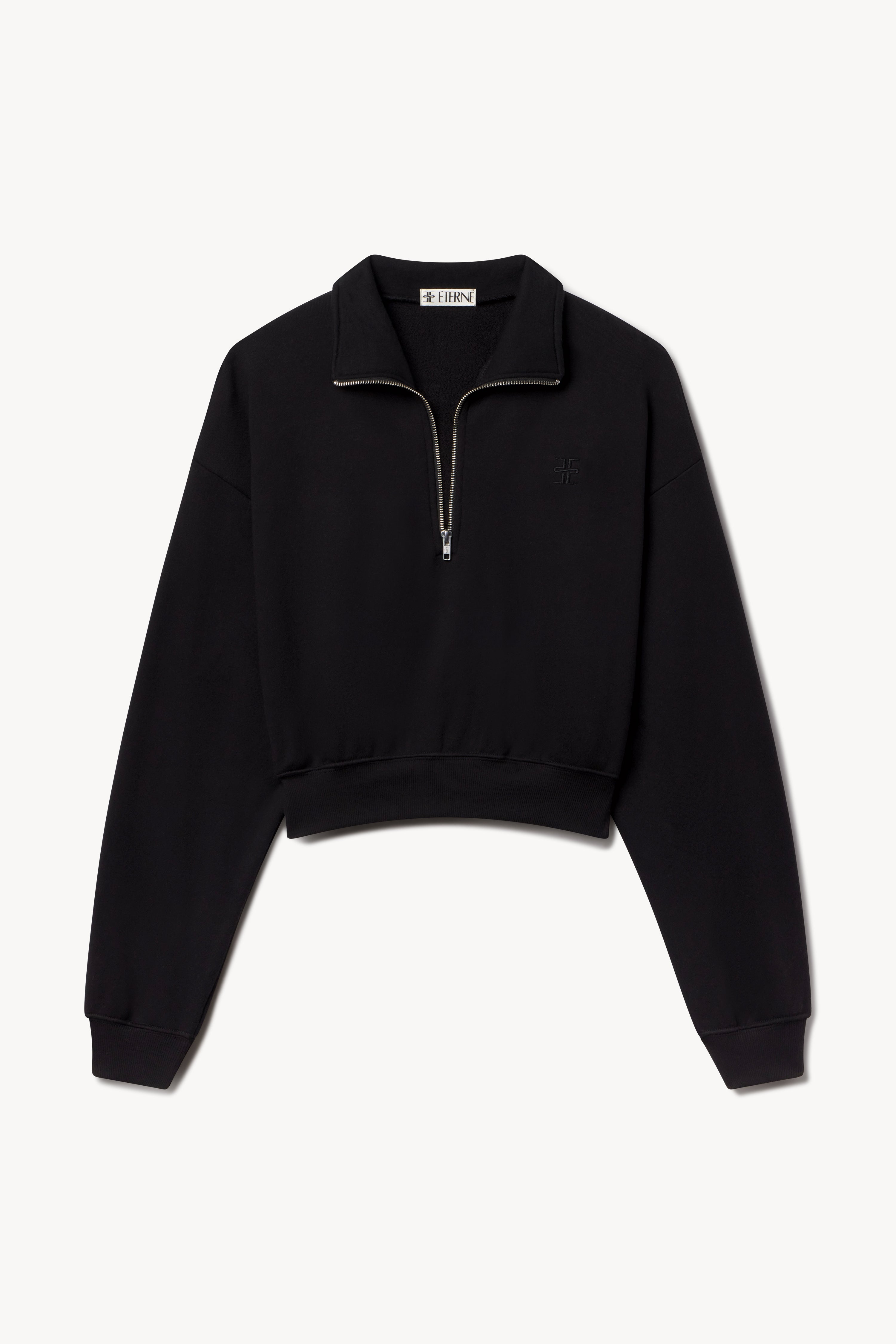 Cropped Half-zip Sweatshirt | French Terry | Black