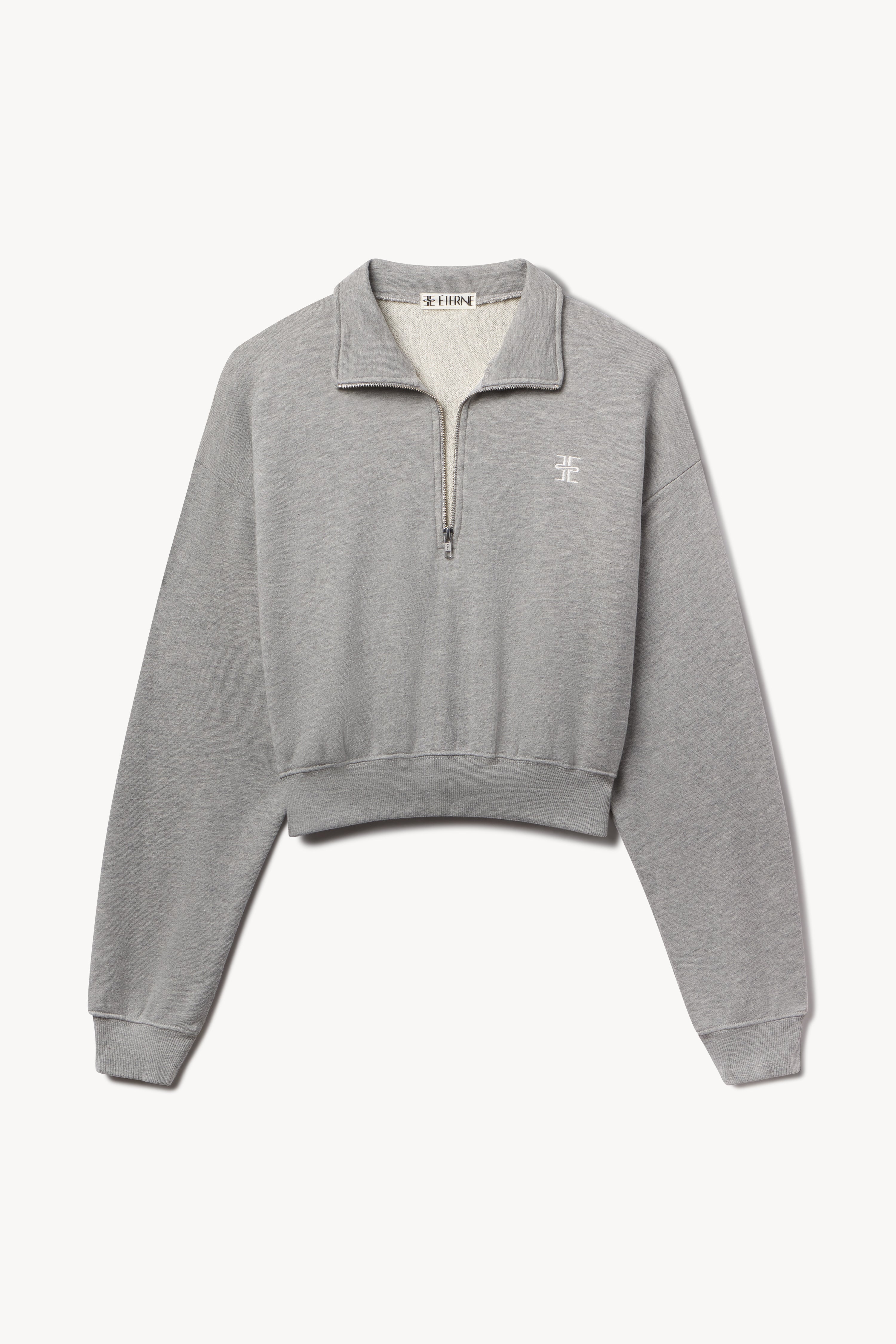 Cropped Half-Zip Sweatshirt Heather Grey