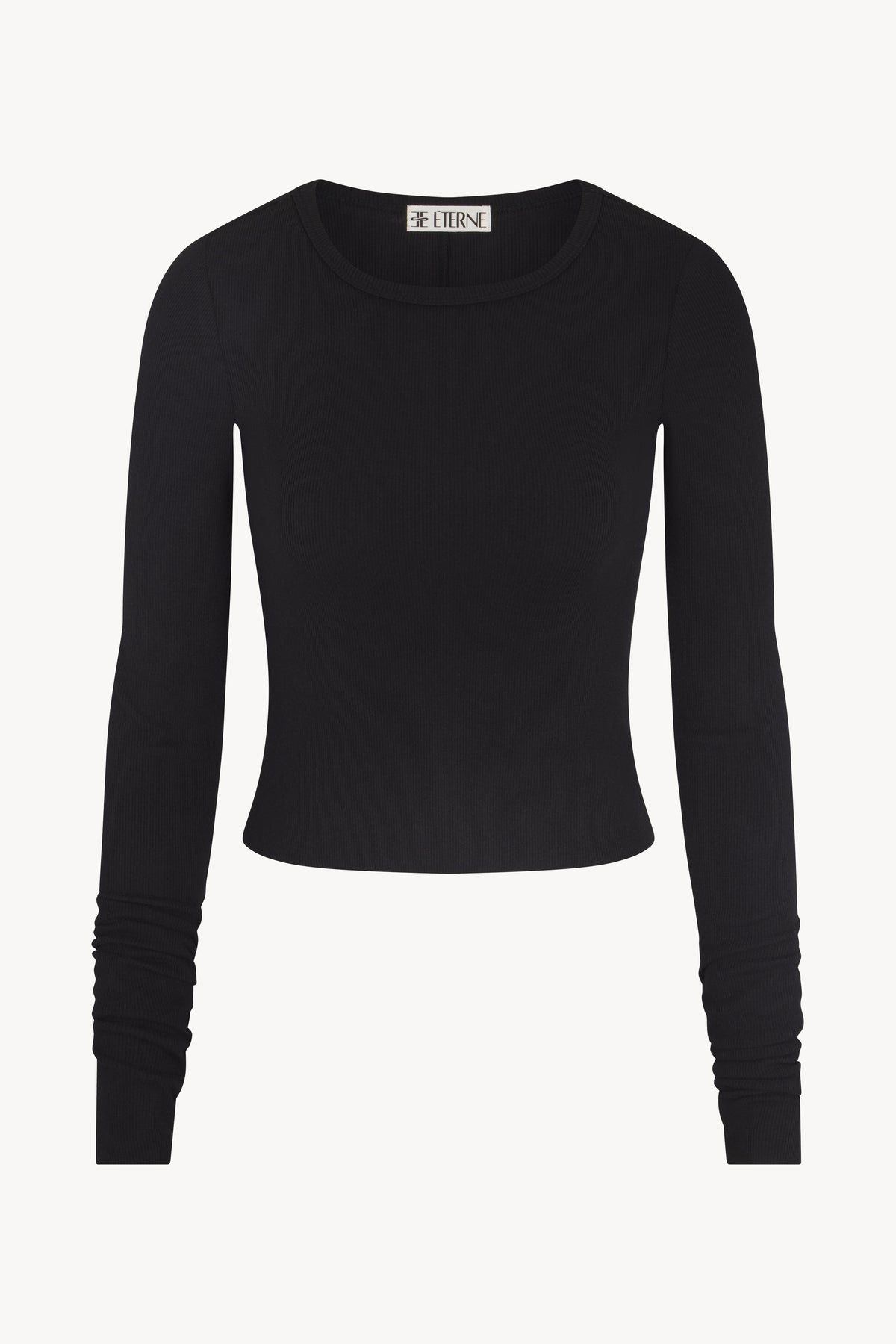 Cropped Long Sleeve Fitted Top Black