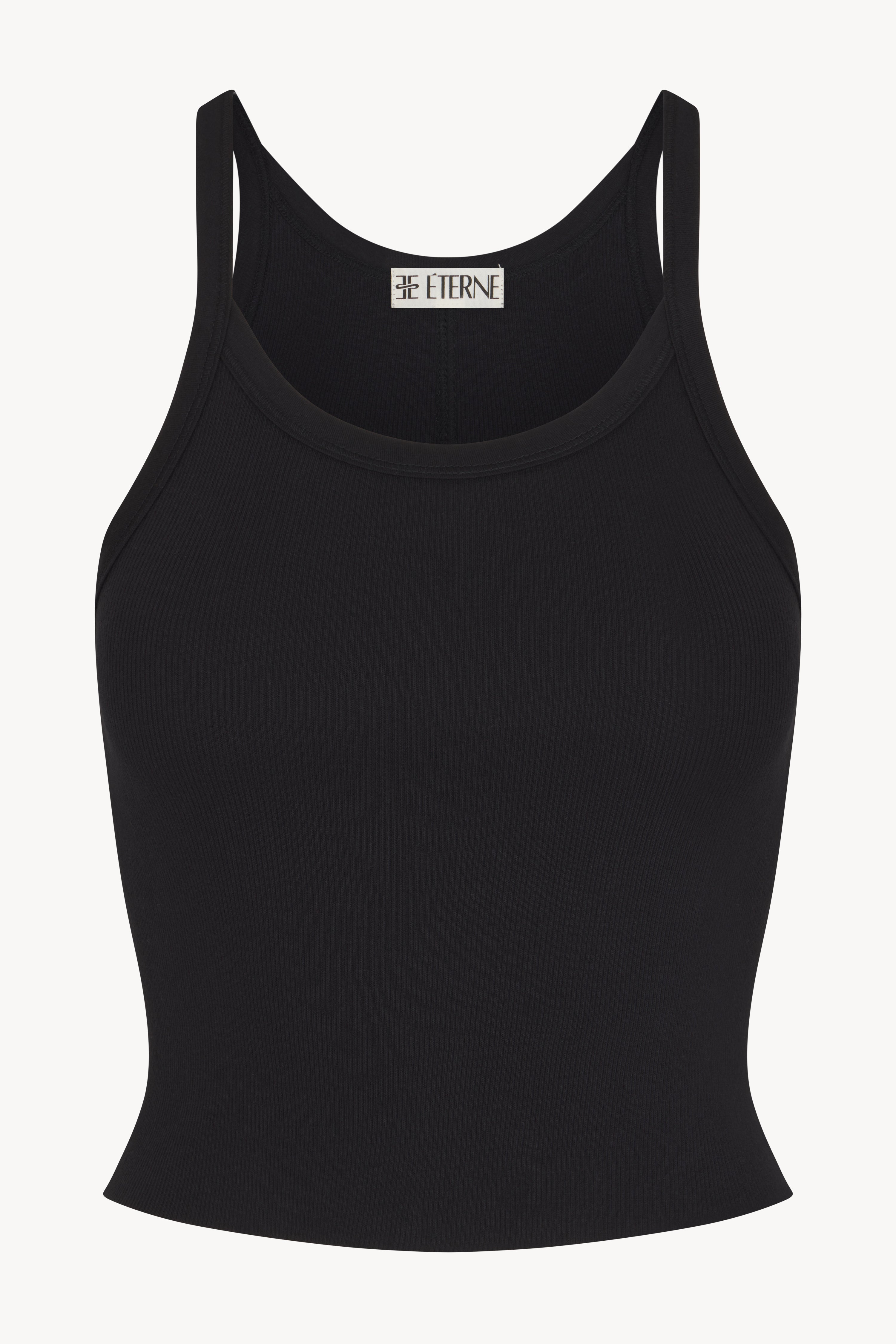 Cropped Rib Tank Black