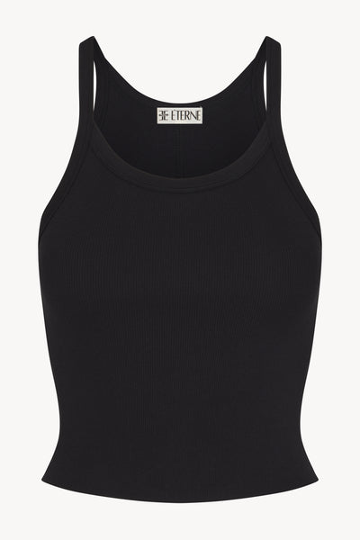 Cropped Rib Tank Black