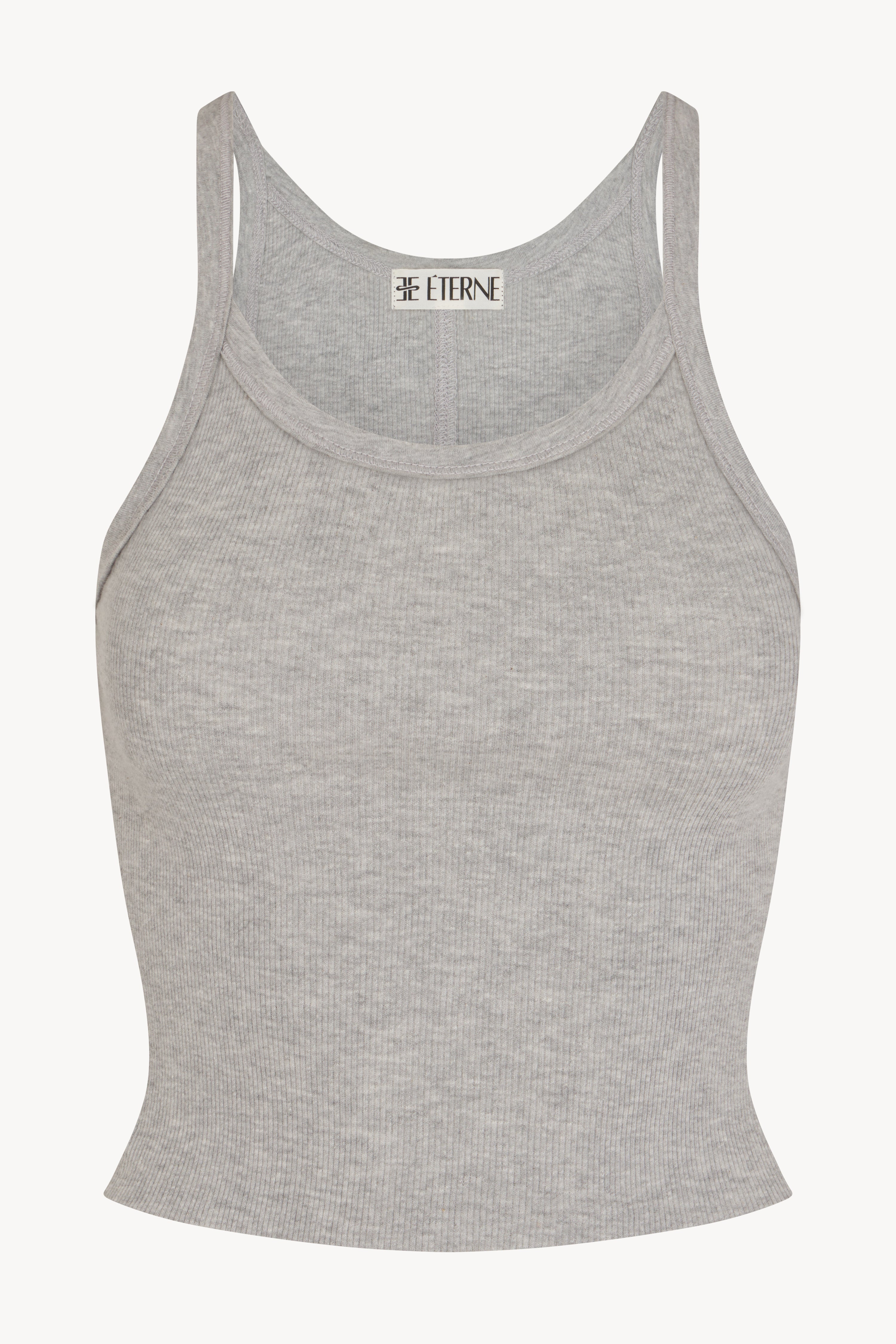 Cropped Rib Tank Heather Grey