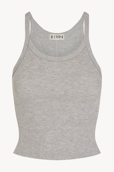 Cropped Rib Tank Heather Grey