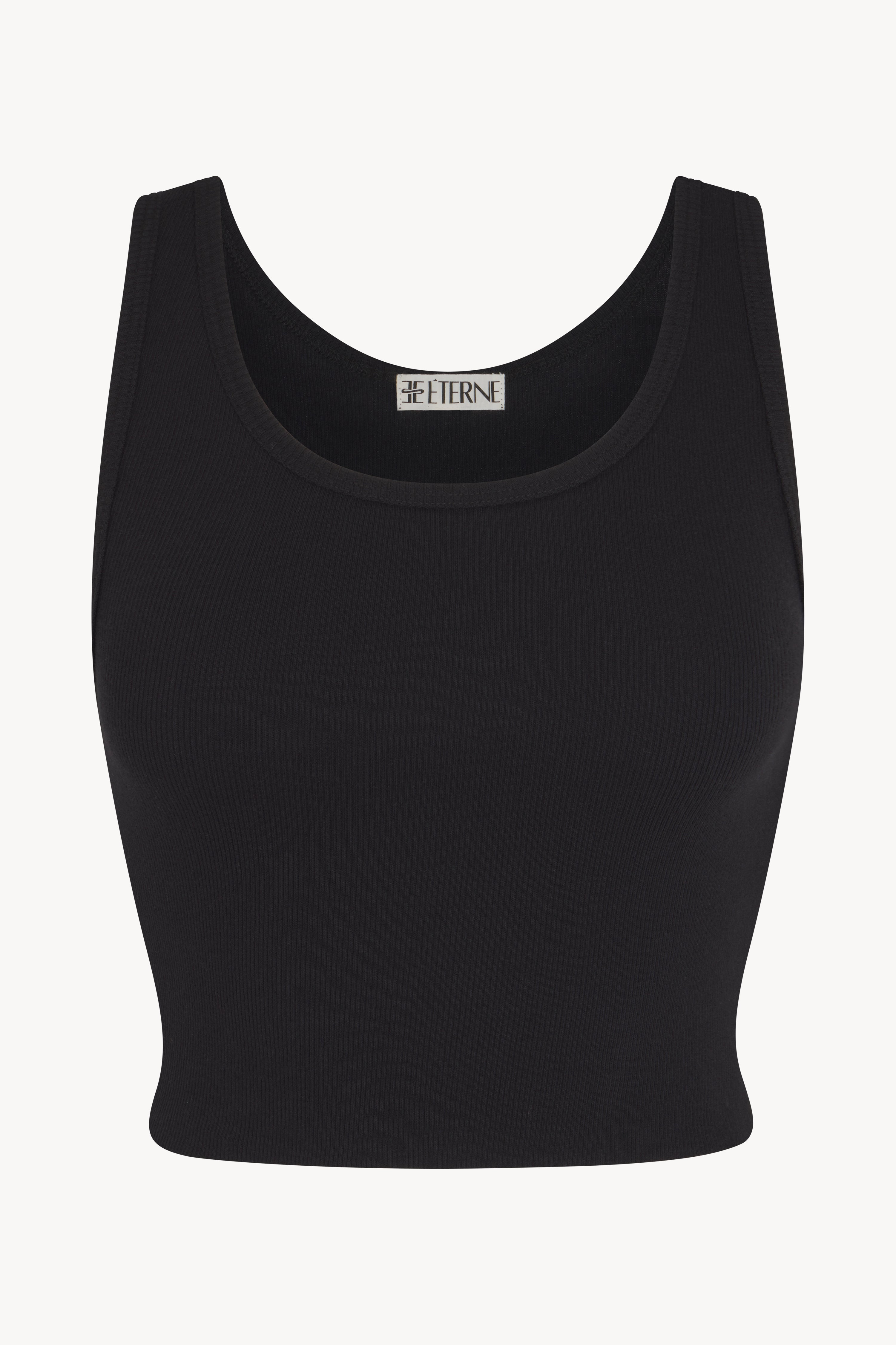 Cropped Scoop Neck Tank Black