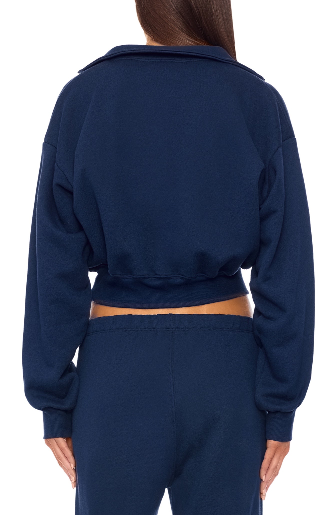 Cropped Half-Zip Sweatshirt Navy