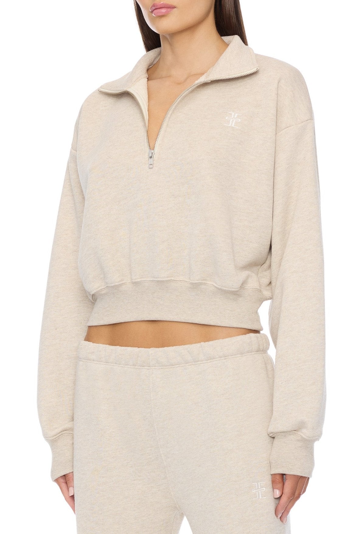 Cropped Half-Zip Sweatshirt