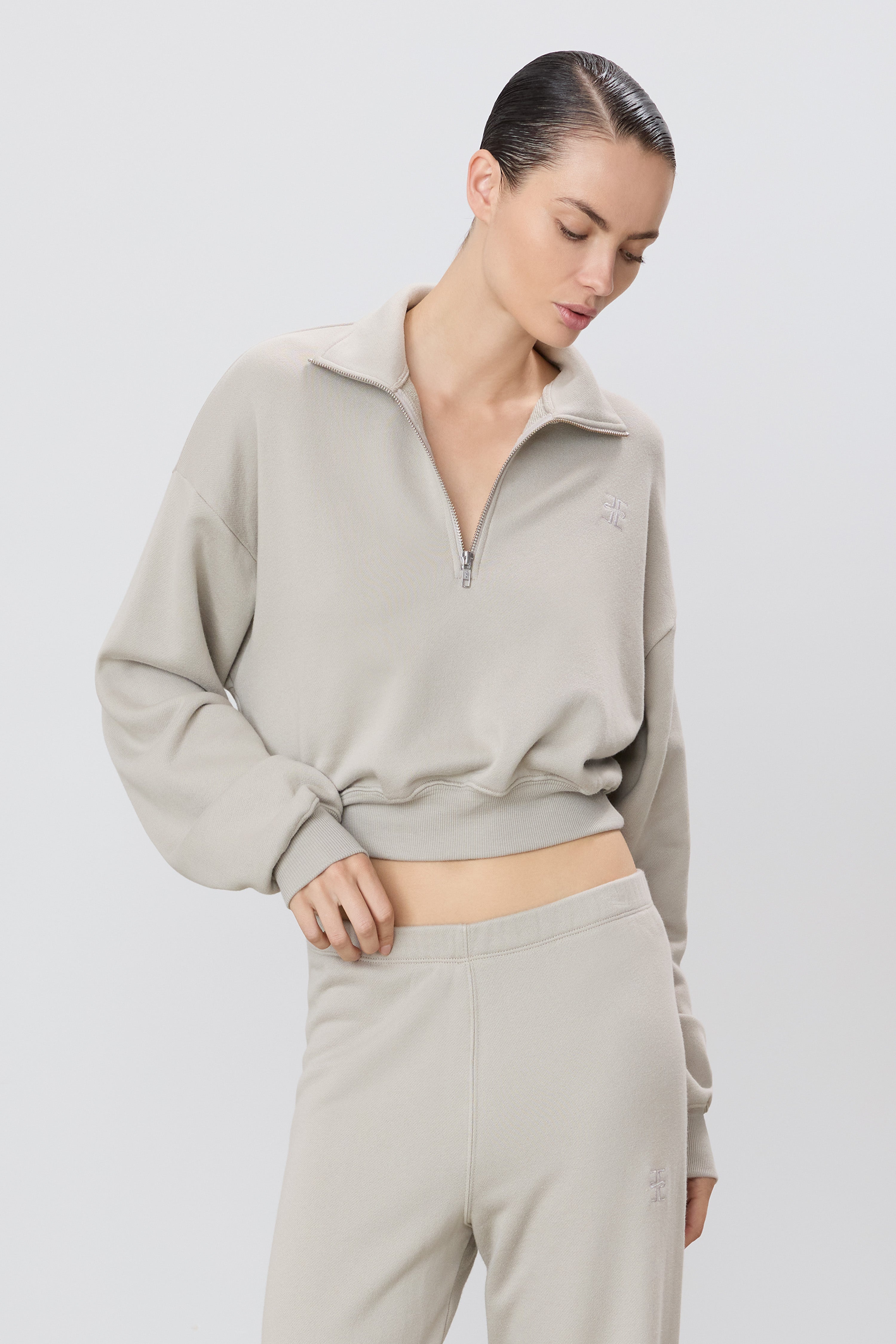 Cropped Half-Zip Sweatshirt Dove