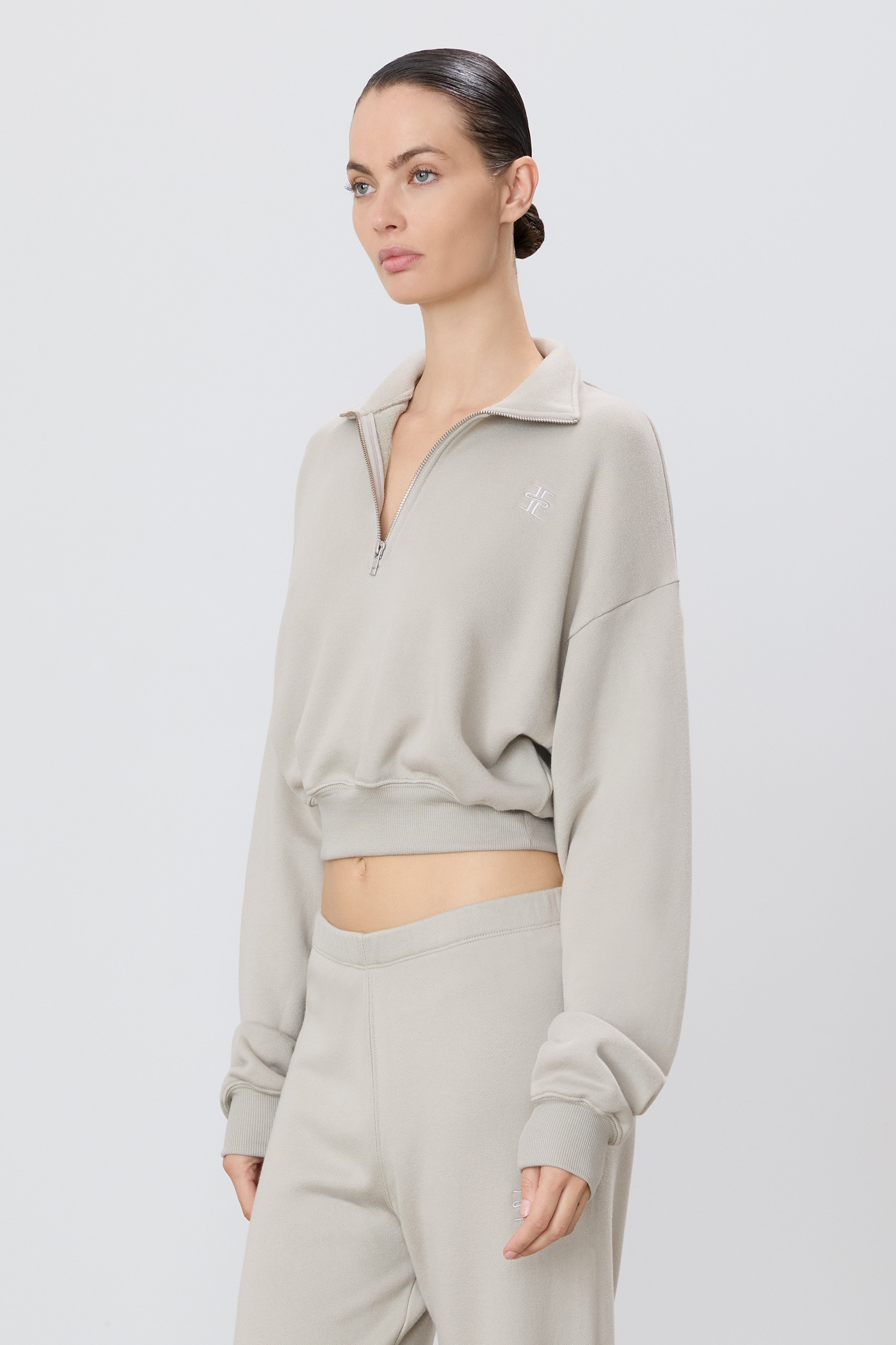 Cropped Half-Zip Sweatshirt Dove