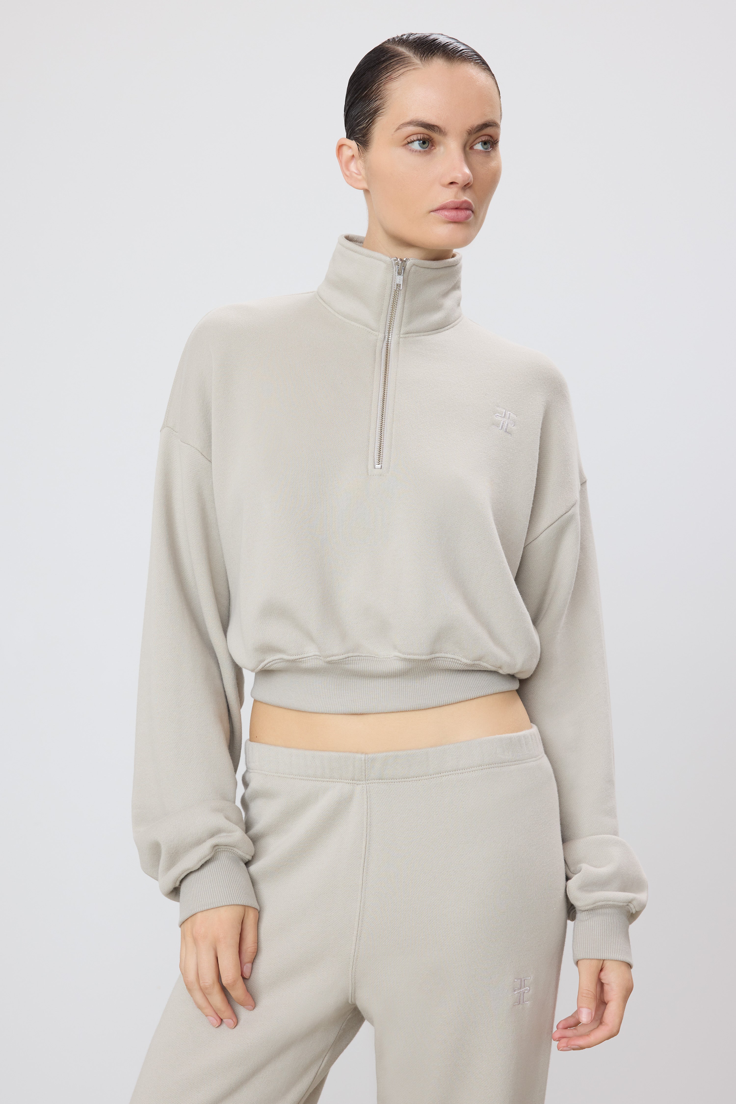 Cropped Half-Zip Sweatshirt Dove