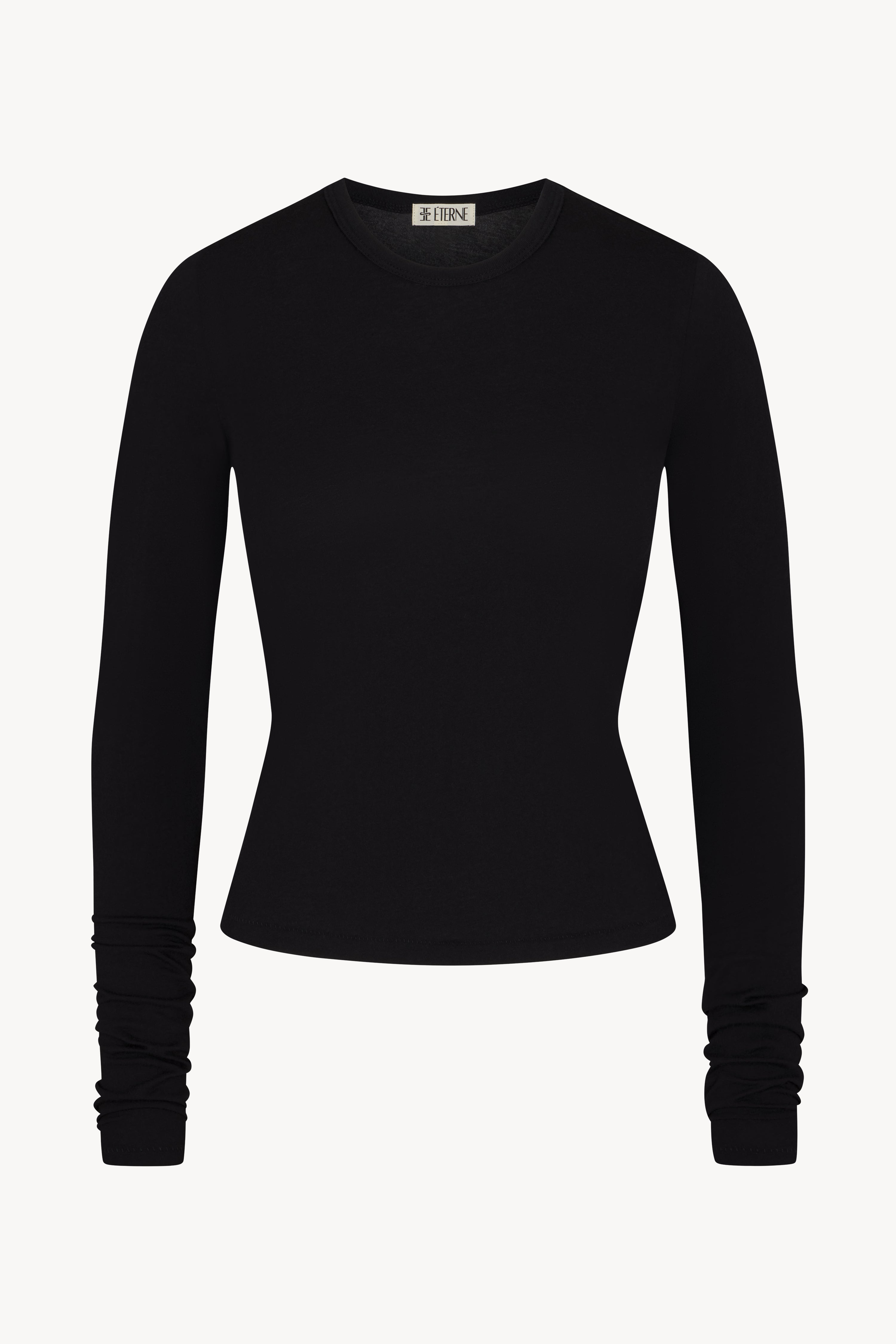 FITTED CREWNECK LONG SLEEVE T-SHIRT BLACK