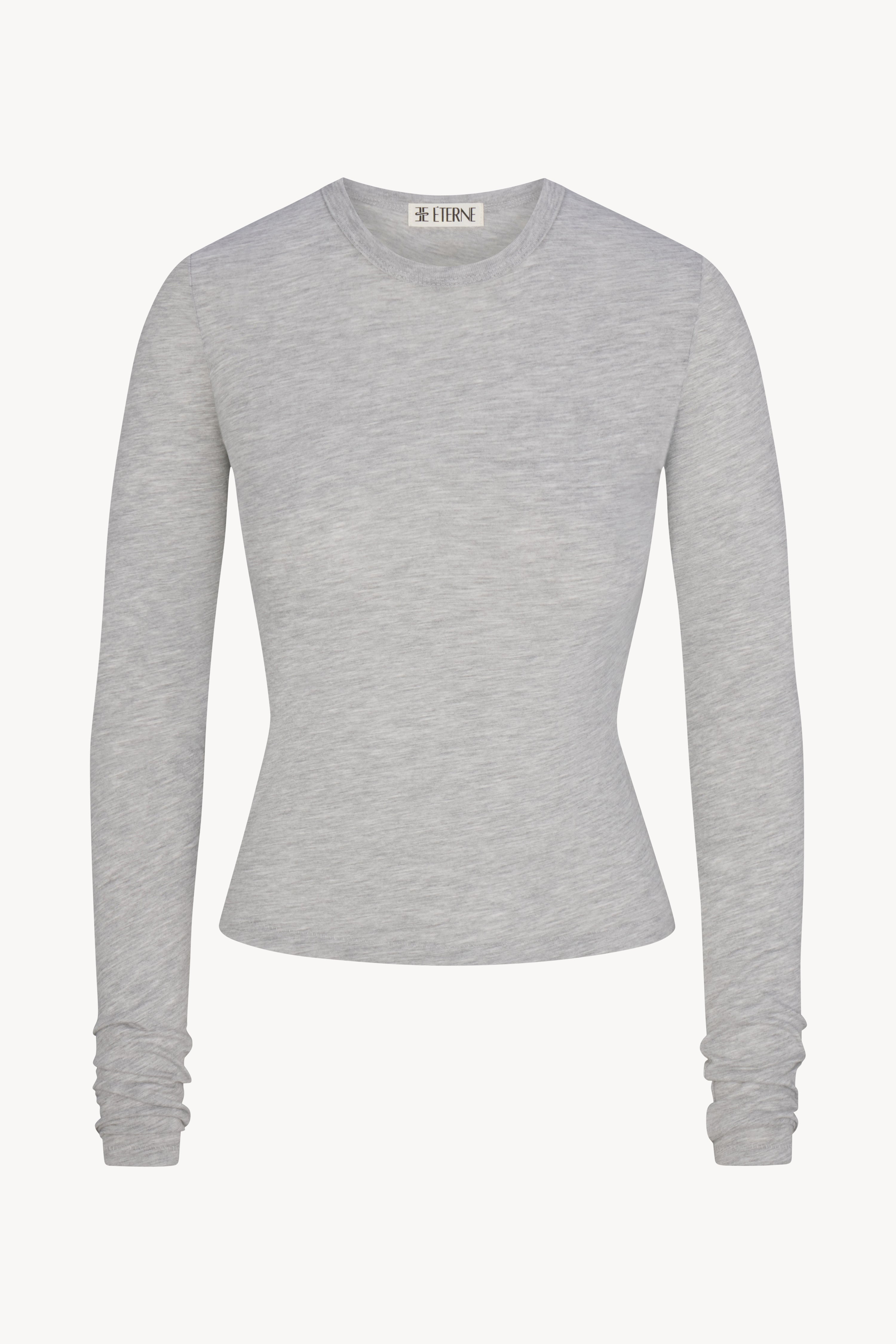 FITTED CREWNECK LONG SLEEVE T-SHIRT HEATHER GREY