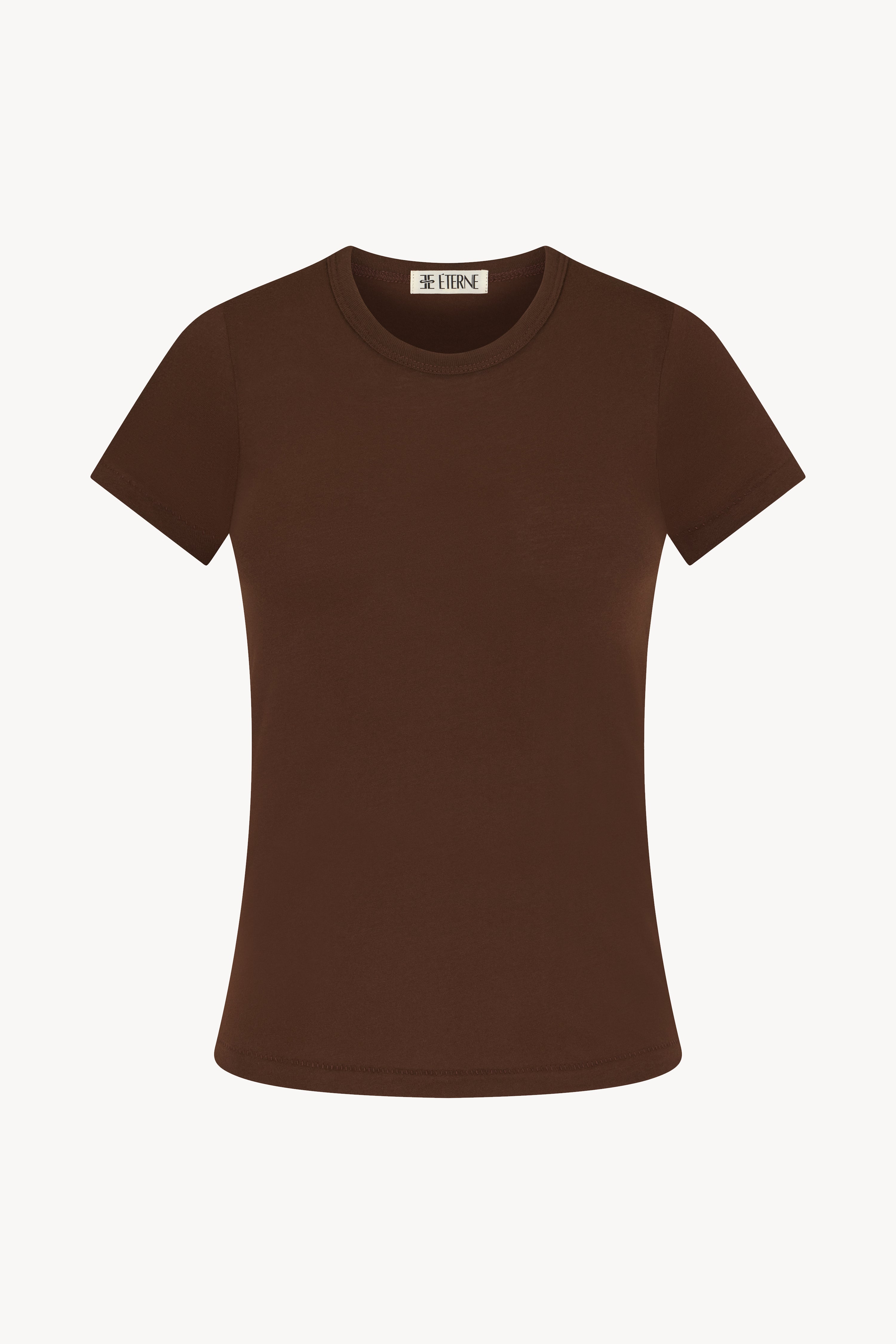 FITTED CREWNECK SHORT SLEEVE T-SHIRT CHOCOLATE