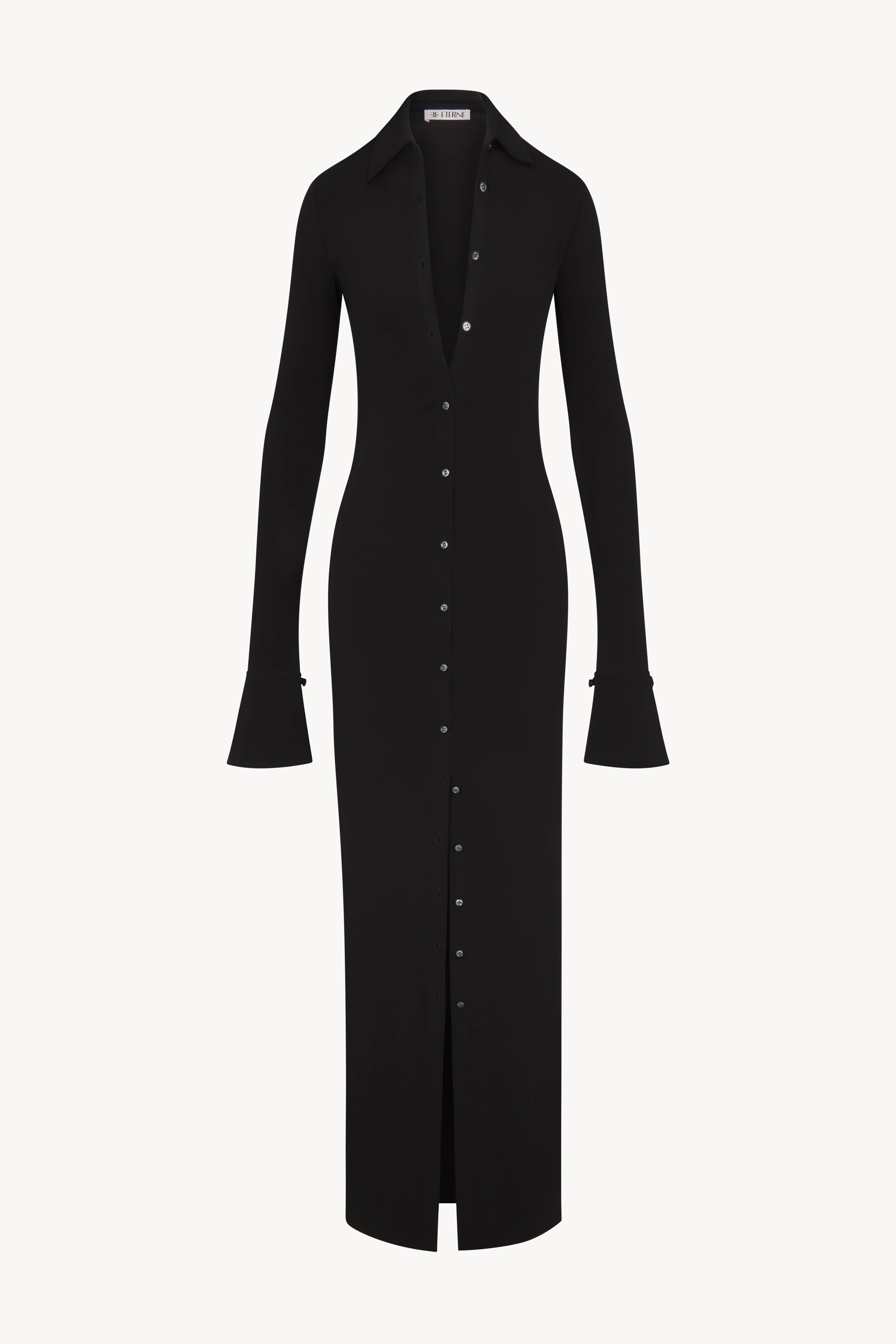 eterne georgia matte jersey maxi shirt dress Eterne for FWRD Georgia Dress in Black