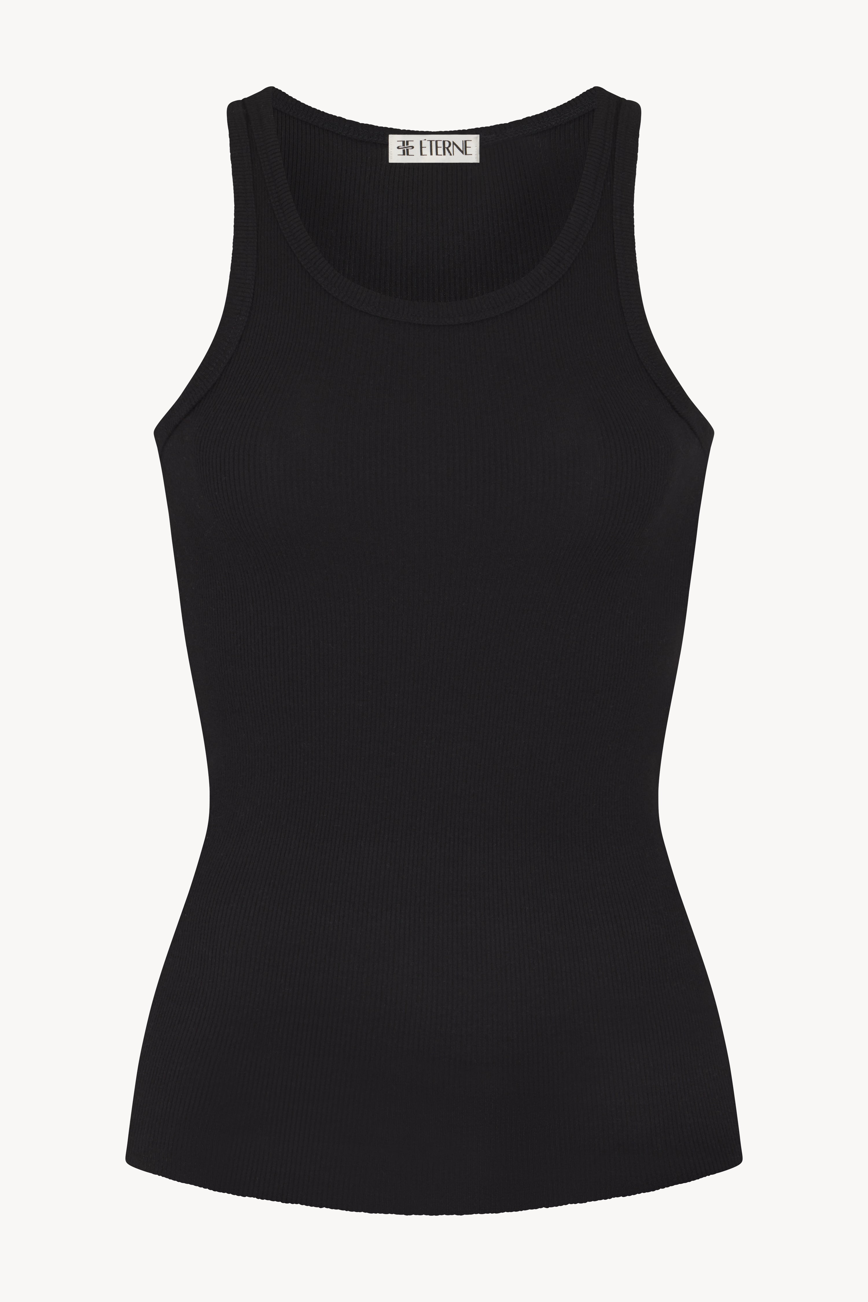 High Neck Fitted Tank Black