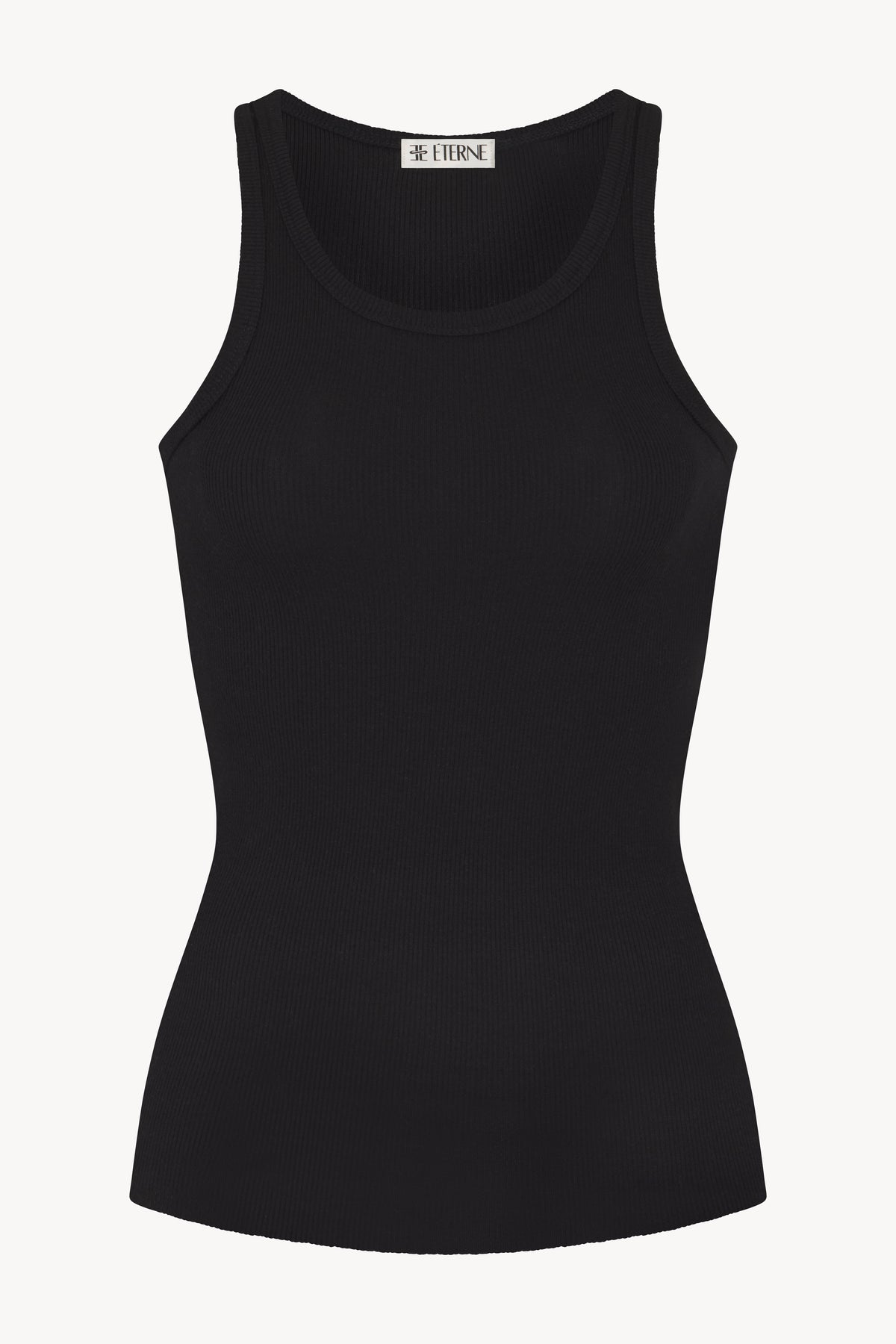 High Neck Fitted Tank Black