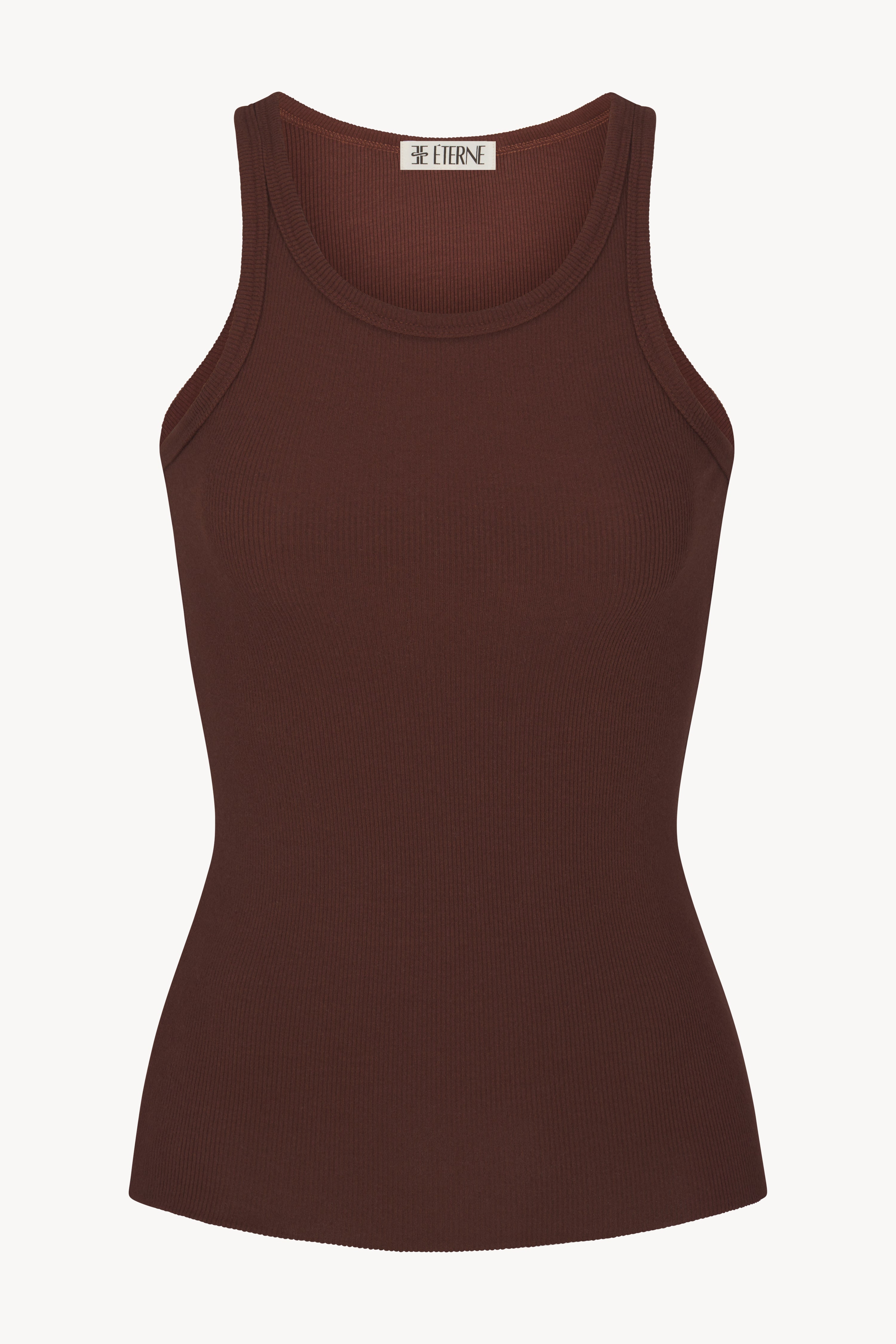 High Neck Fitted Tank Chocolate