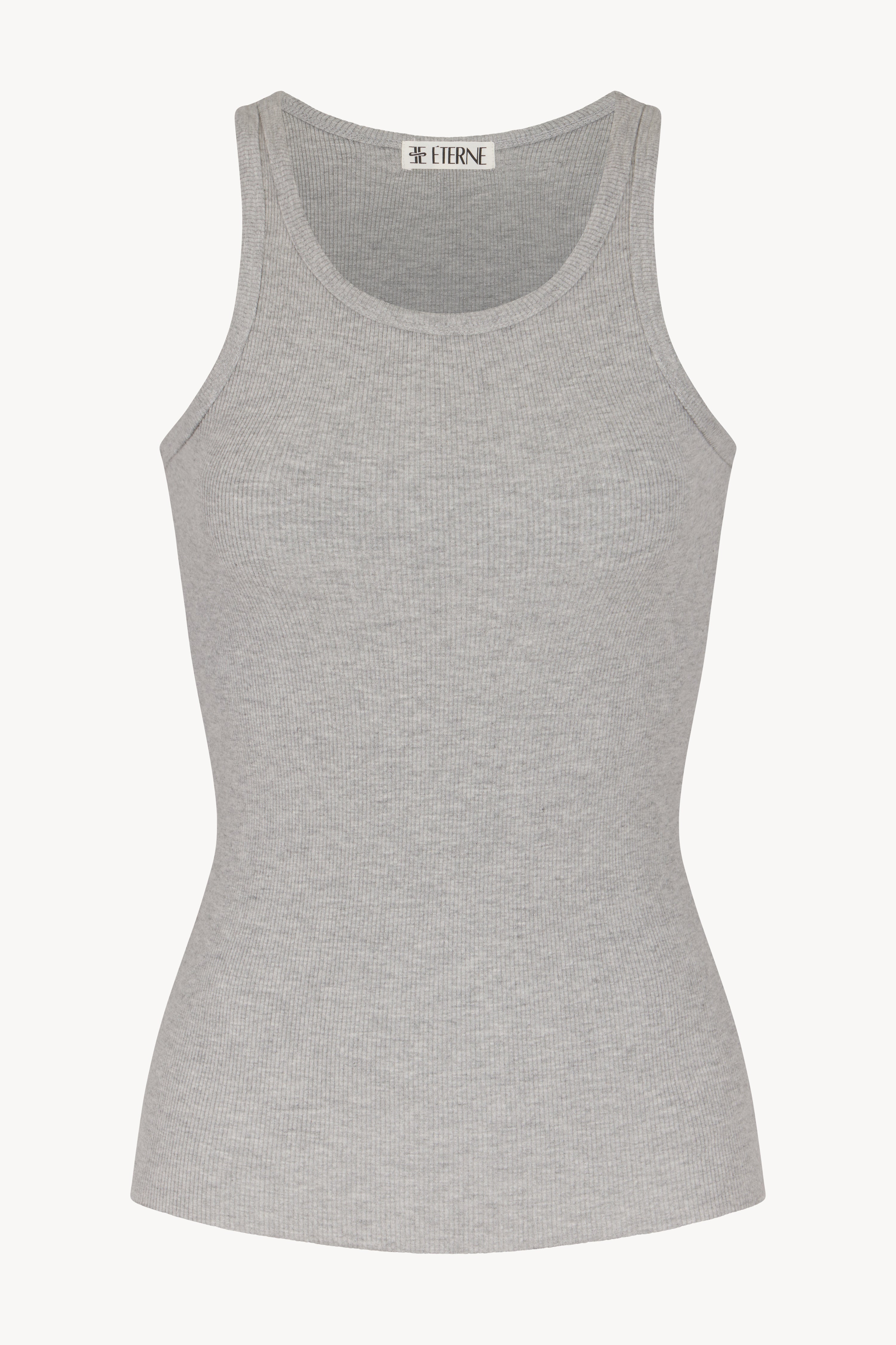 High Neck Fitted Tank Heather Grey